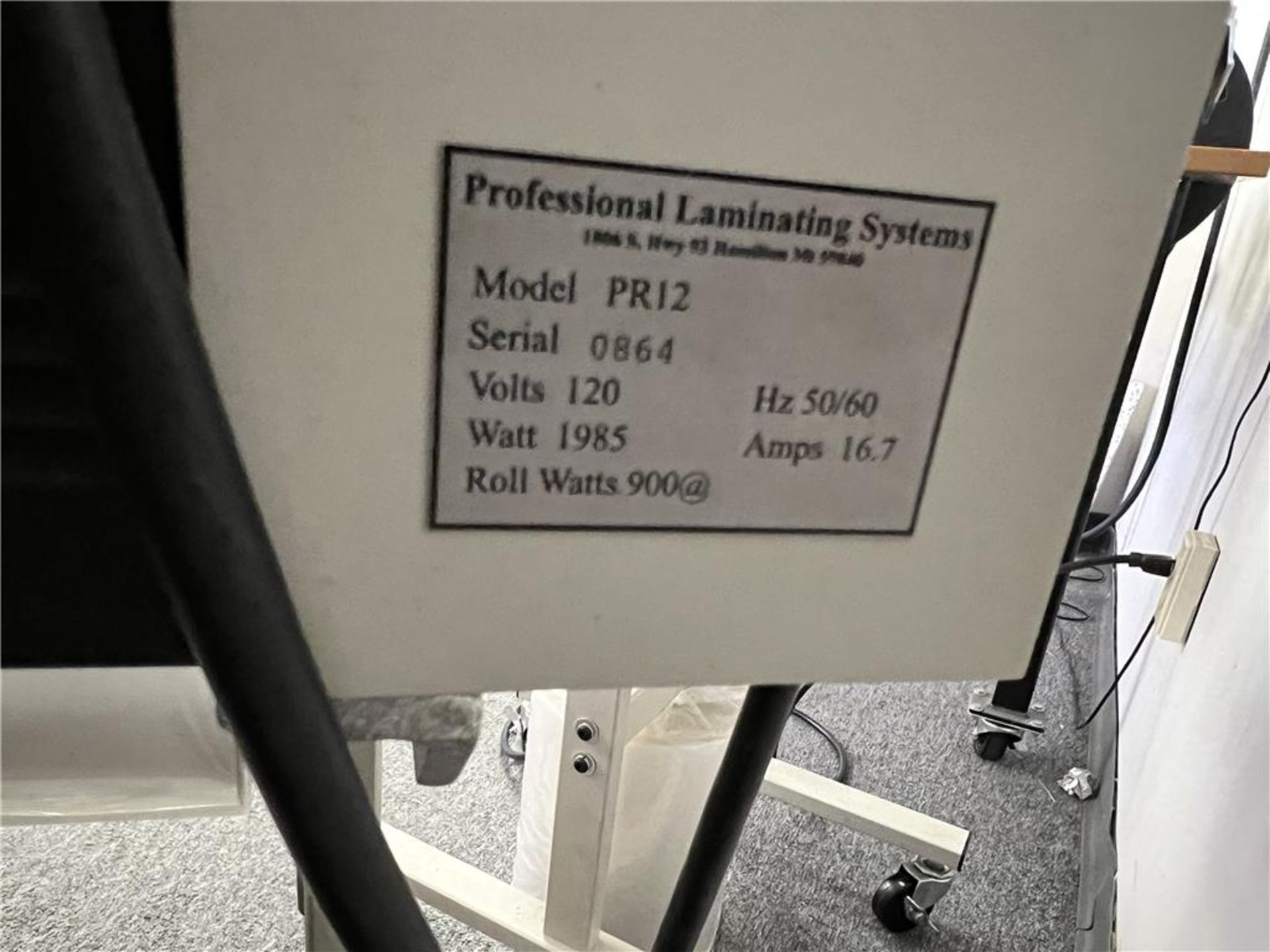 PROFESSIONAL LAMINATING SYSTEMS PL-1200HP LAMINATOR, MODEL PR12, S/N: 0864 - Image 3 of 3