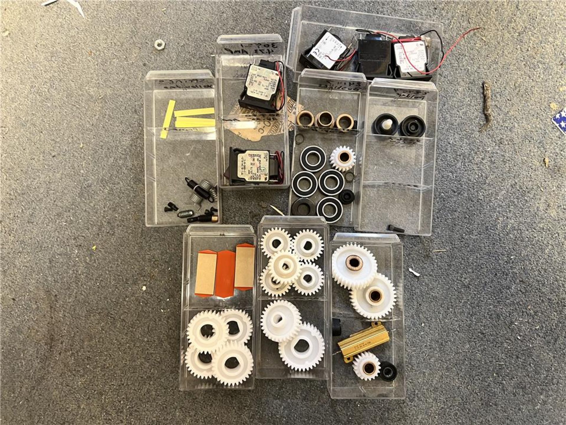 LOT OF ASSORTED PARTS CABINETS WITH CONTENTS: BELL & HOWELL INSERTER & BAUM TABLETOP FOLDER PARTS - Image 2 of 4