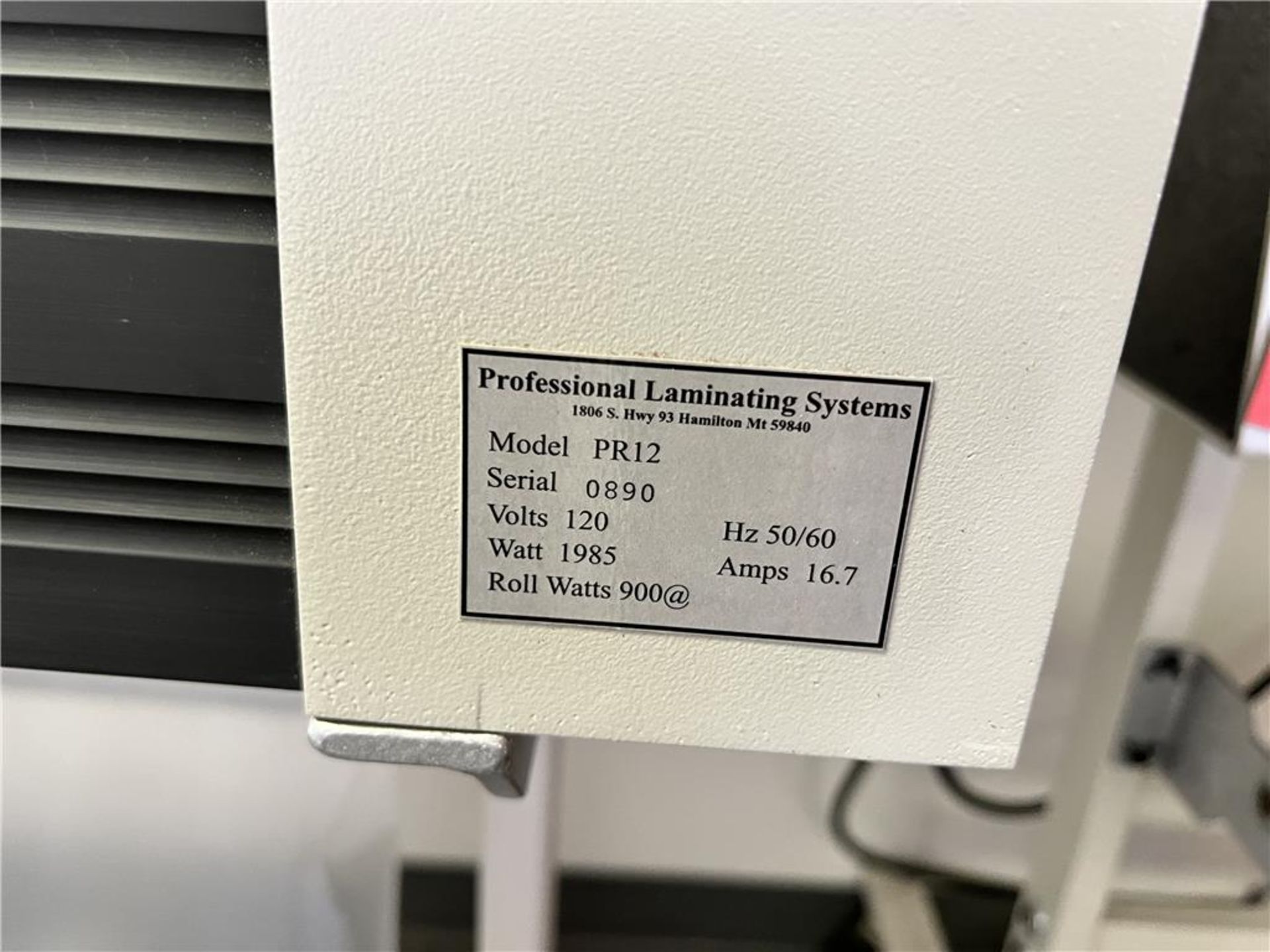 PROFESSIONAL LAMINATING SYSTEMS PL-1200HP LAMINATOR, MODEL PR12, S/N: 0890 - Image 3 of 3