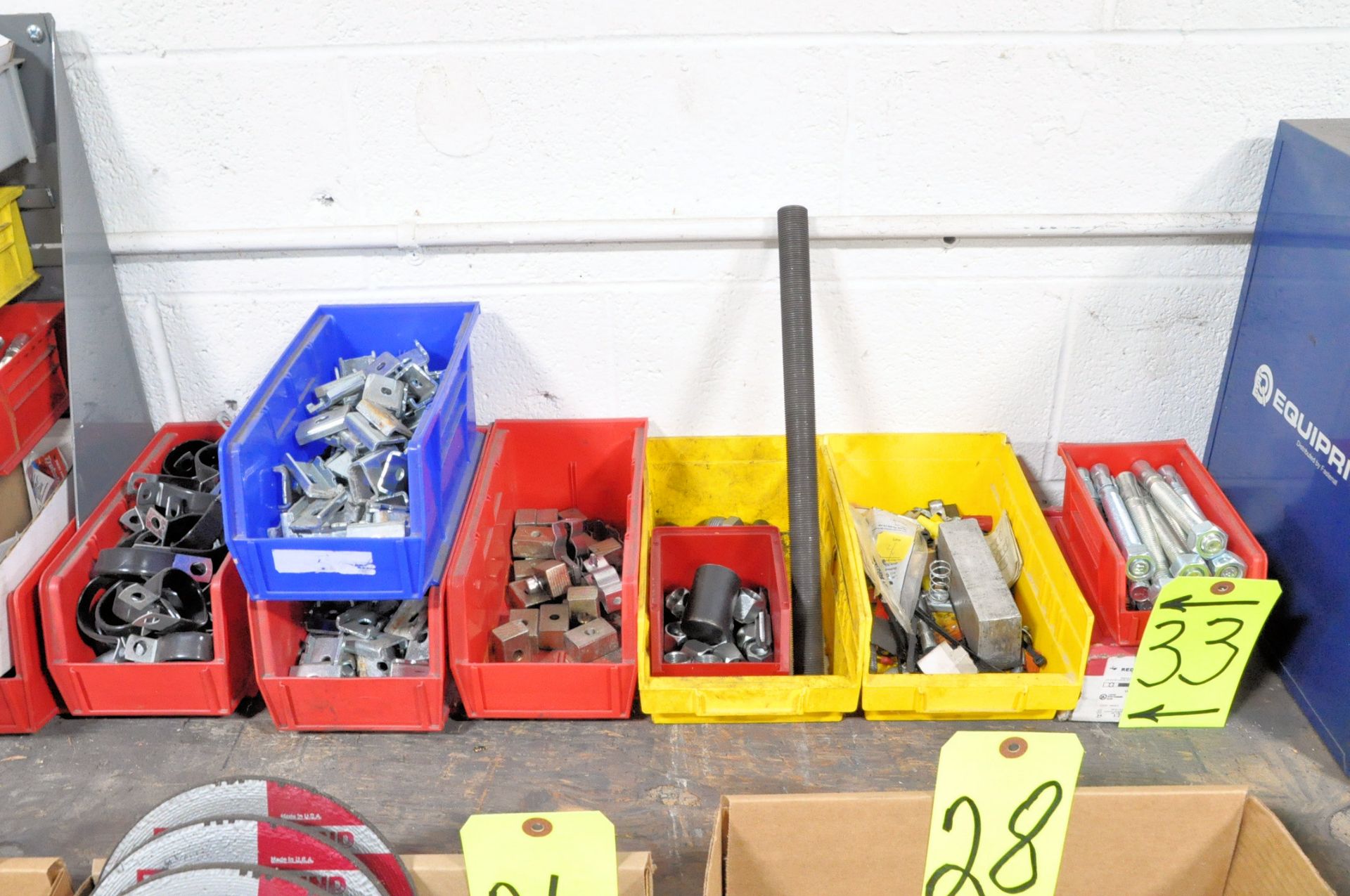 Lot-Wall Pipe Clamps, Bolts, Wire Rope Clamps, etc. with Bin Rack and Bins - Image 3 of 3