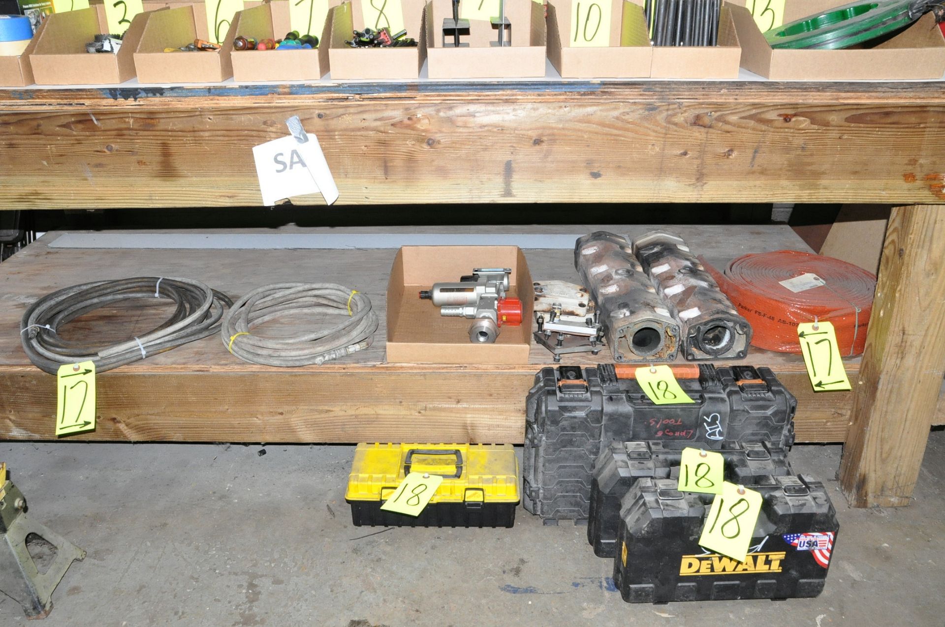 Lot-Air Hose, Regulator, Hose, etc. on (1) Shelf Under (1) Bench