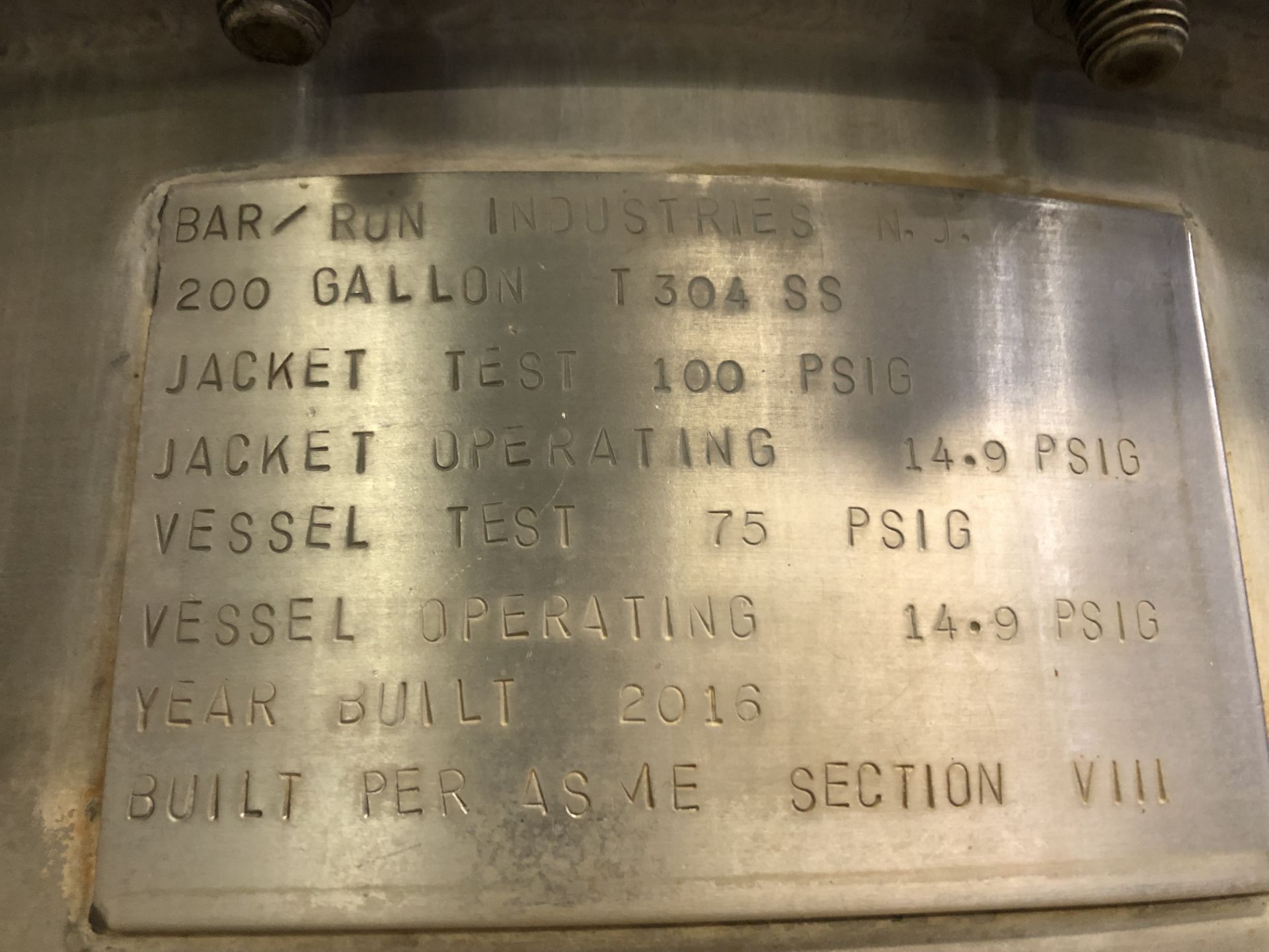 2016- 200gal Bar/Run Industries S/S Vessel/Cooker - Image 2 of 8