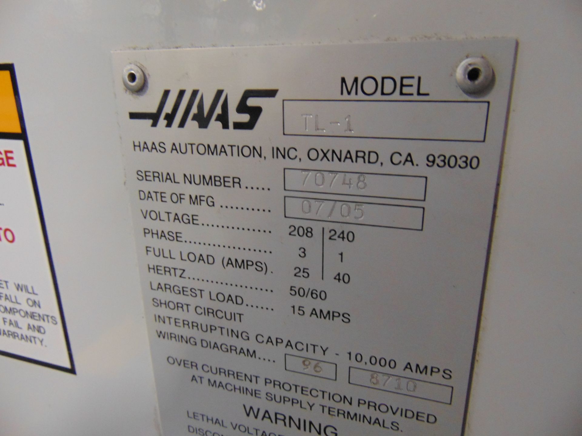 2005 HAAS 2-AXIS CNC LATHE - Image 7 of 8