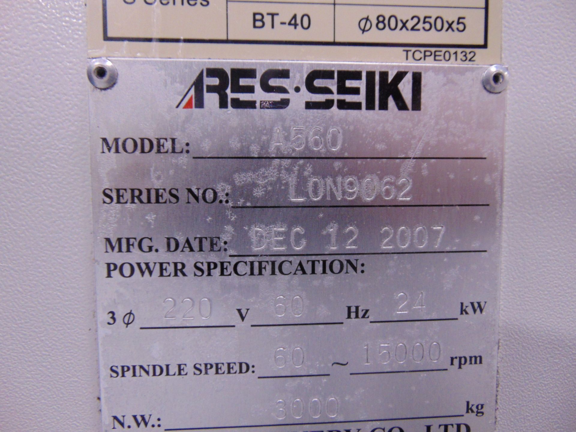 2007 ARES-SEIKI 3-AXIS CNC VERTICAL HIGH-SPEED DRILL/TAP MACHINE, W/ GOLDEN SUN 4TH AXIS ROTARY TABL - Image 10 of 15