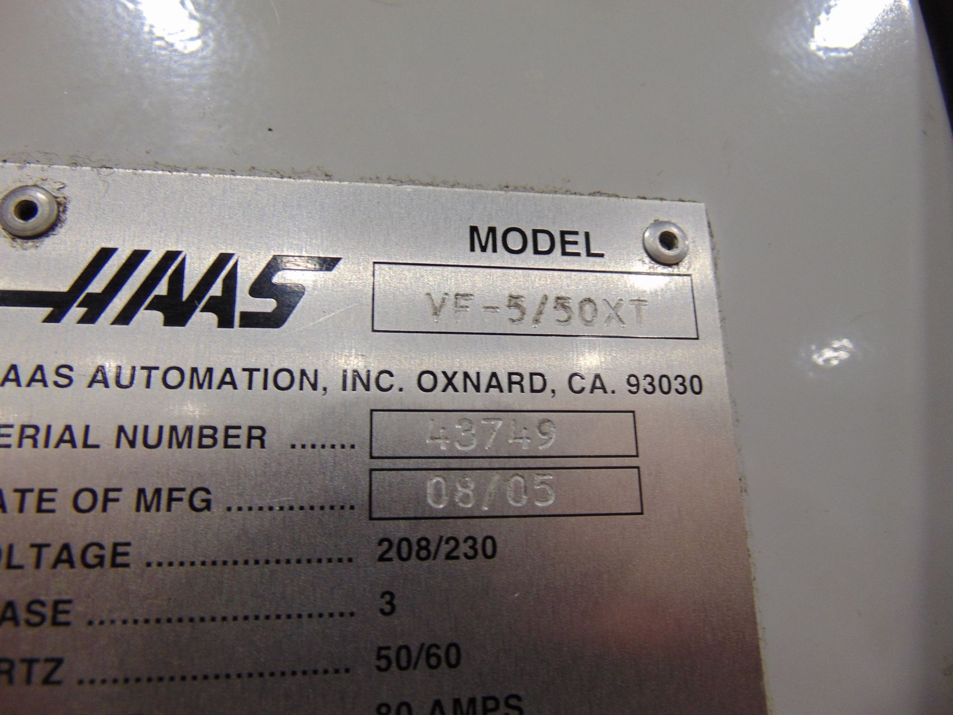 2005 HAAS 3-AXIS CNC VERTICAL MACHINING CENTER - Image 8 of 12