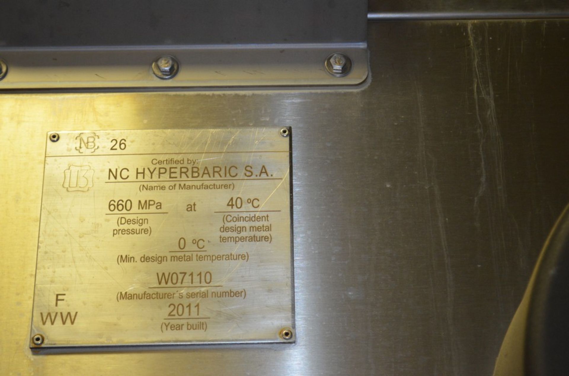 NC Hyperbaric Wave600420 High Pressure Pasteurizer (HPP). Capacity of Approximately 5,730 Pounds Per - Image 26 of 42