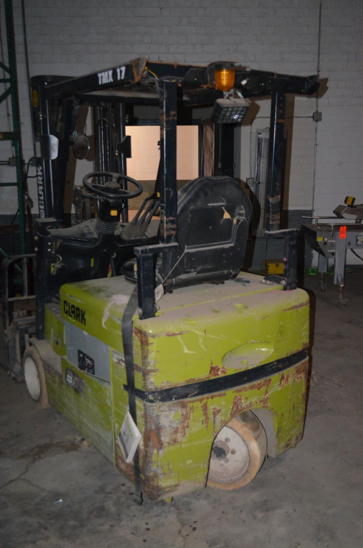 Clark 3-Wheel Forklift Truck, 3,100 LB Capacity, 36 Volt, Solid Tires, 42 in Forks, Side Shift - Image 7 of 12