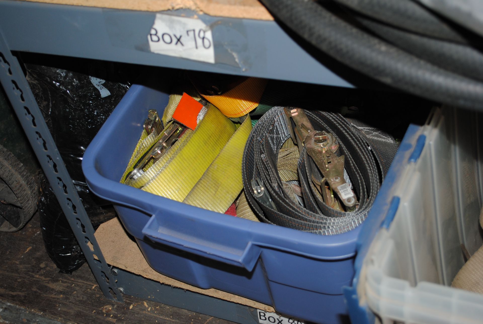 Lot - Straps, Water Hoses, Tool Box, Spray Paint Nozzles in (3) Totes - Image 4 of 4