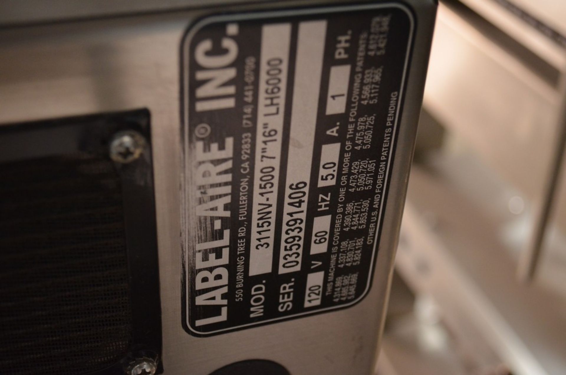 Label Aire 6000NFB3115NV Front and Back Pressure Sensitive Labeler. Left and Right Hand Model - Image 15 of 15