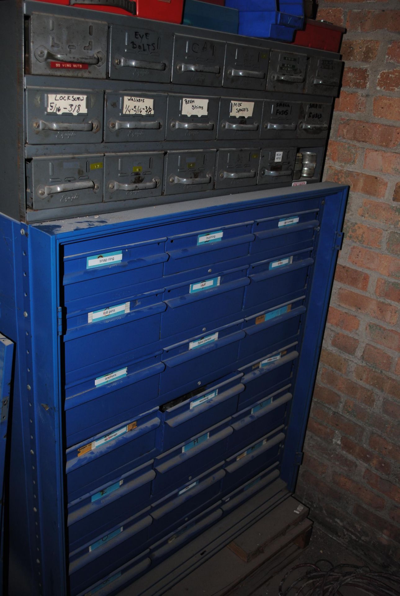 Lot - (1) Blue Cabinet with Stop/Start Buttons, European Switches, Metric Air Fittings, (1) Cabinet - Image 2 of 3