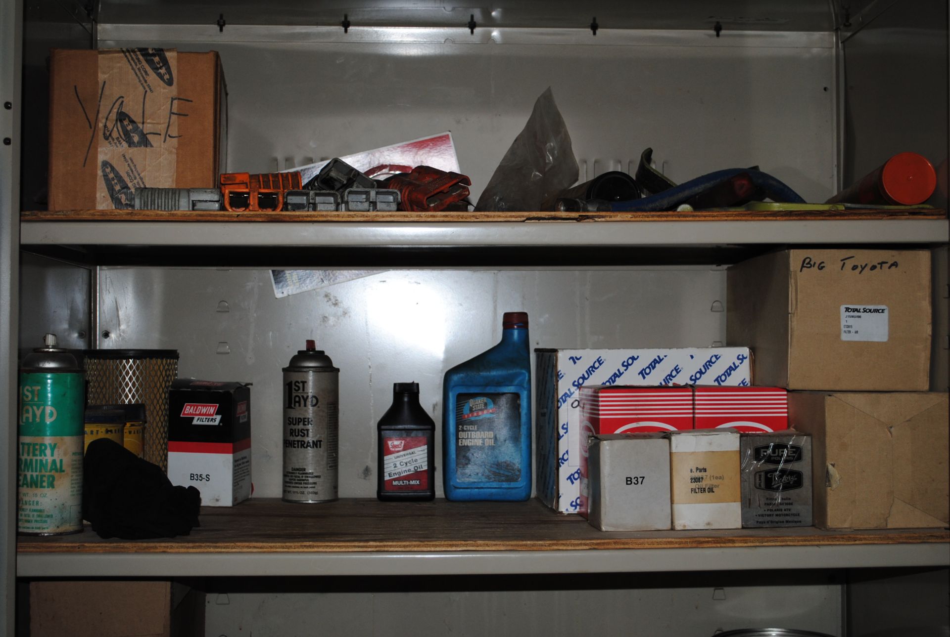 Lot - Cabinet of Misc. Clearers, Cork, Adhesive Remover, Soap. Cabinet of Spray Paint, Window - Image 5 of 13