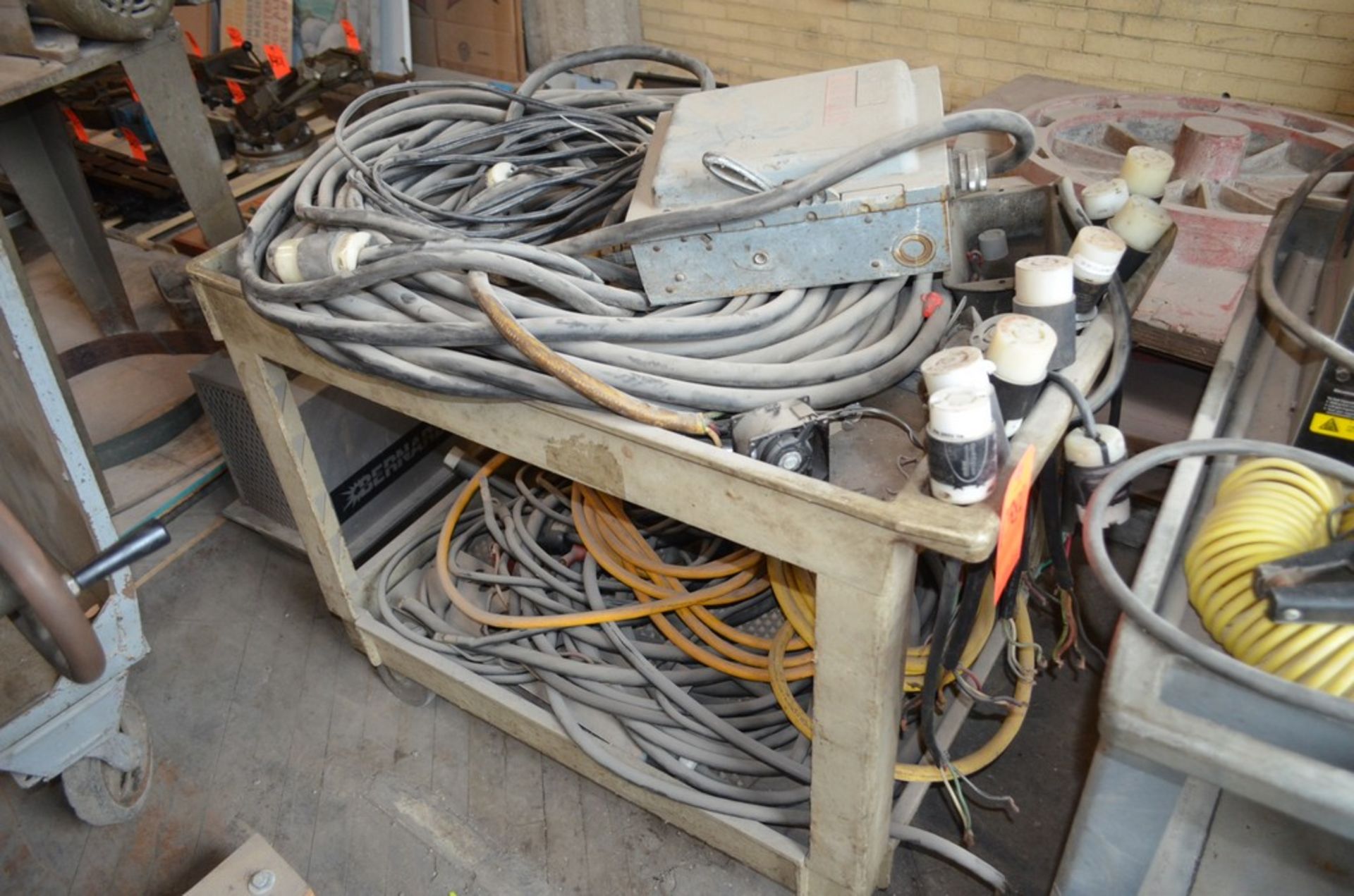 Lot - Heavy Duty Power Supply Cords with Cart,