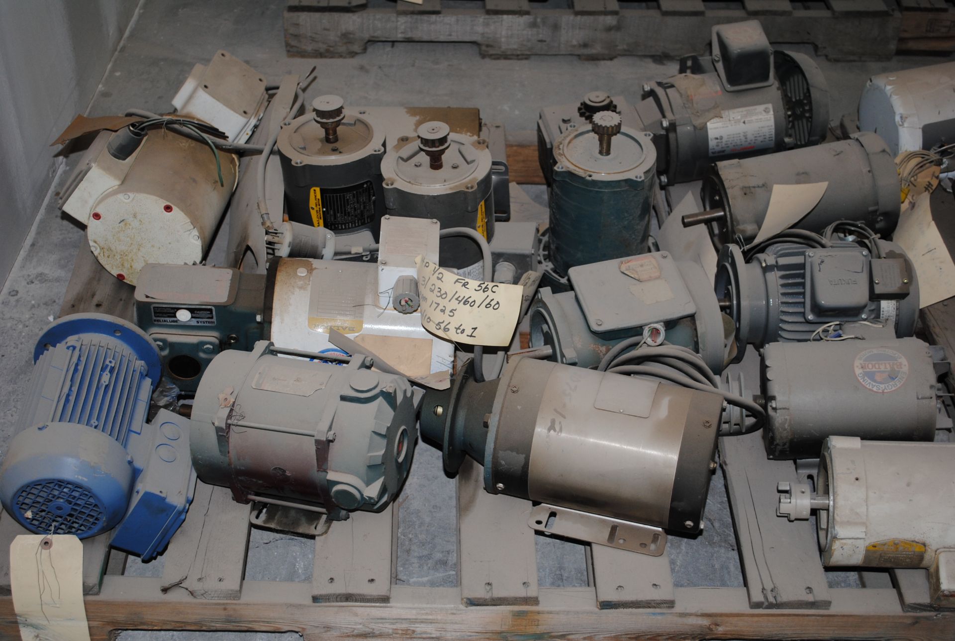 Lot - (36) Assorted Motors and (5) Gearhead Motors, (1) motor with Pump, Etc. on (4) Pallets - Image 2 of 5