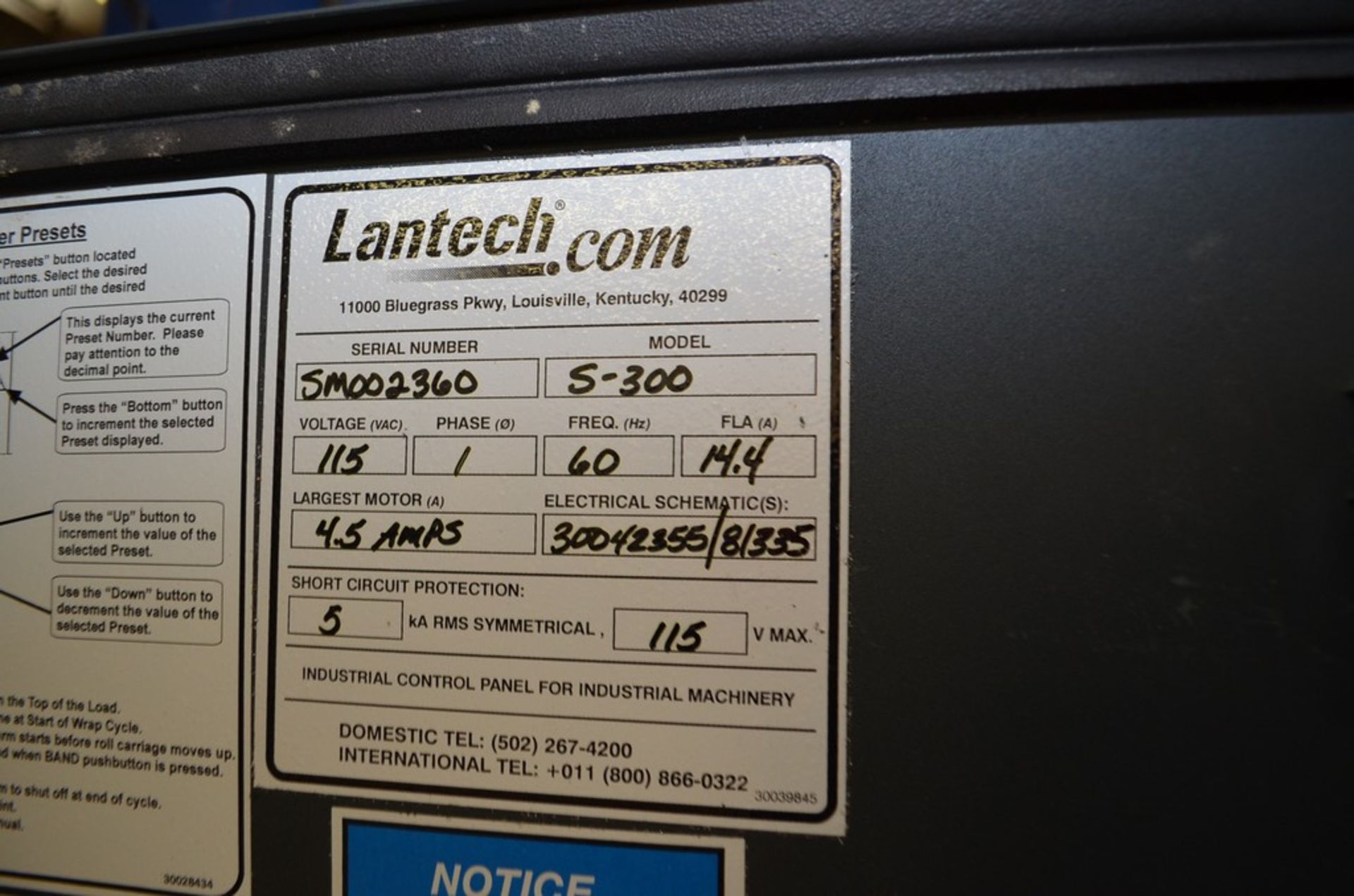 Lantech S300 Straddle Style Pallet Stretch Wrapper. Rated for 25-35 Loads Per Hour. Maximum Load - Image 19 of 19