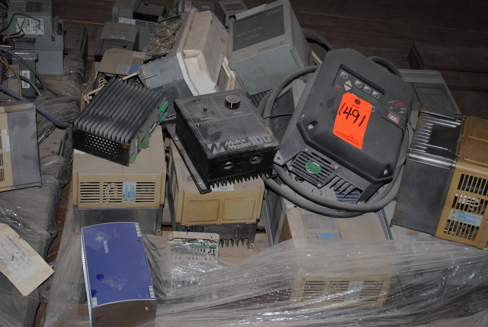 Lot - Assorted Motor Control Boxes, Speed Controllers, and Power Supplies on (1) Pallet