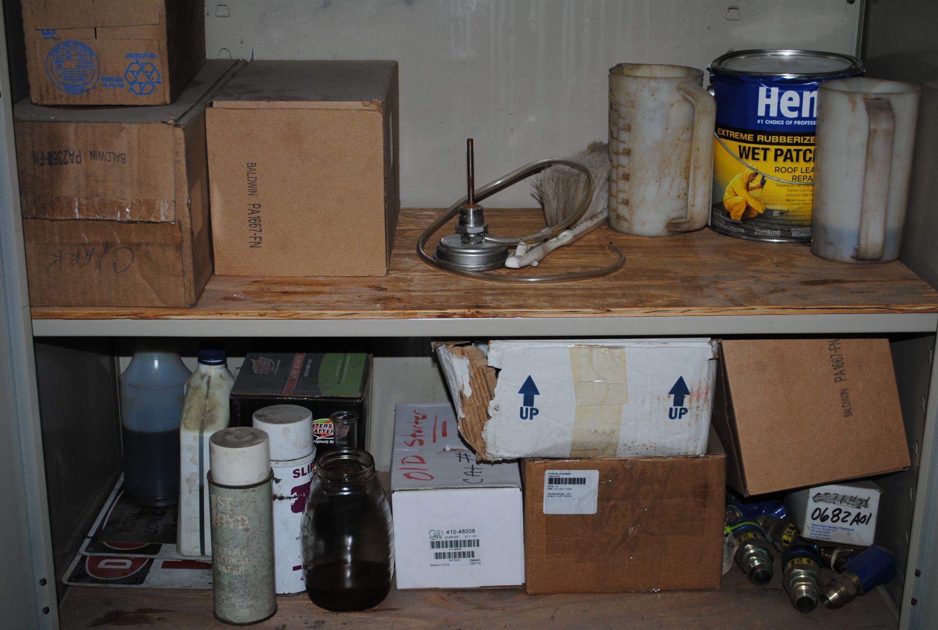 Lot - Cabinet of Misc. Clearers, Cork, Adhesive Remover, Soap. Cabinet of Spray Paint, Window - Image 6 of 13