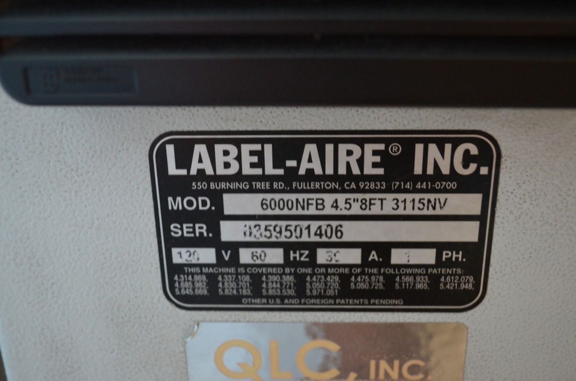 Label Aire 6000NFB3115NV Front and Back Pressure Sensitive Labeler. Left and Right Hand Model - Image 14 of 15