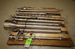 Lot of (15) pcs Auger Filler Tube Change Parts,Includes 3" & 2: S/S Tubes with Augers, Includes 2"