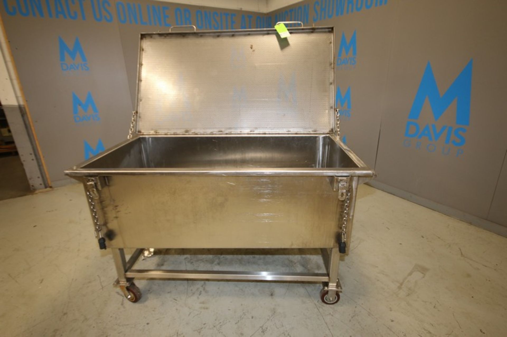 5' L x 30" W x 20" D S/S Portable Tank with Hinged Lid, 3" CT Drain (INV#92814) (Located @ the MDG