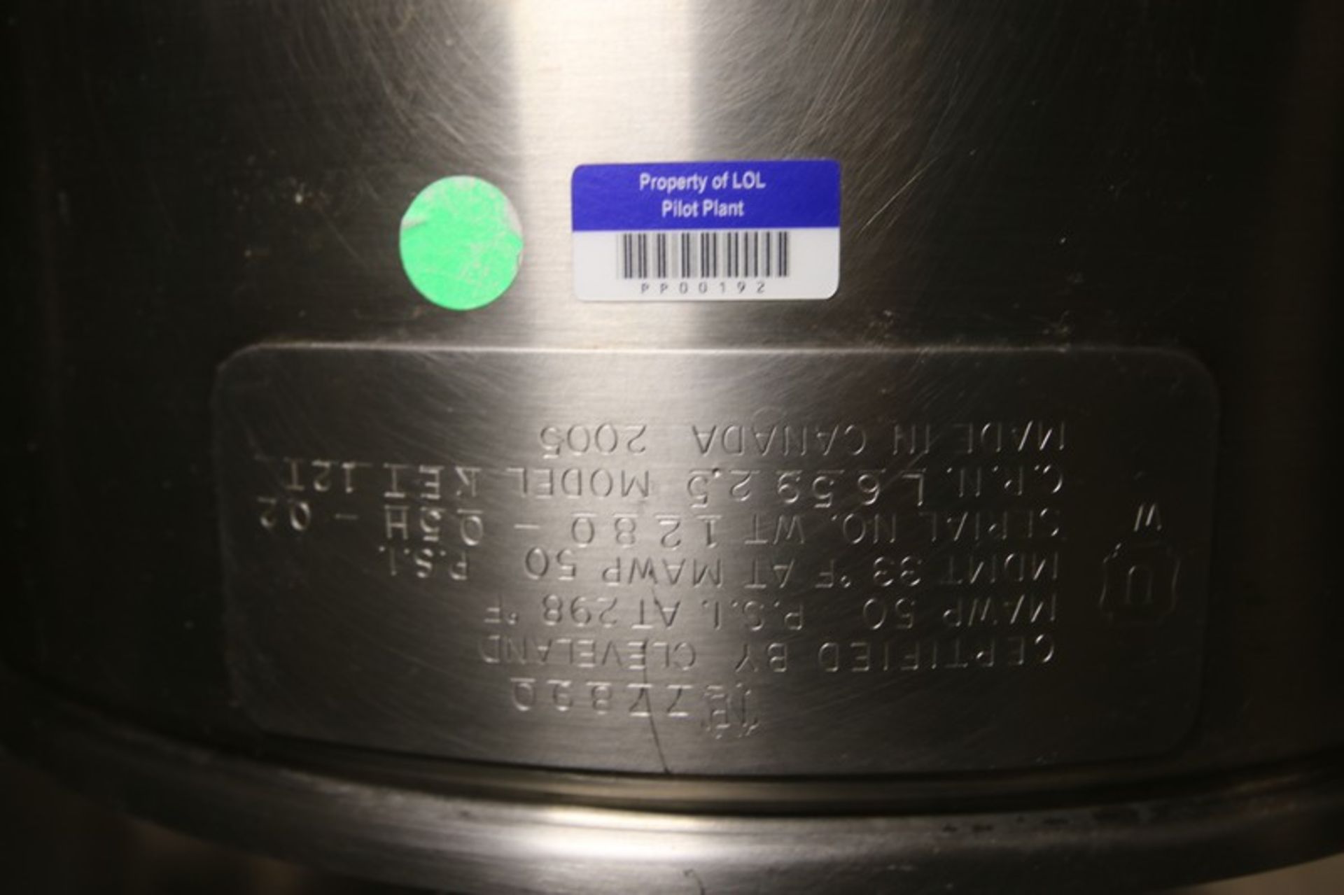 Cleveland 12 Gal. Steam Jacketed S/S Tilting Kettle, Model KET-12-T, SN WT1280-05H-02, 200-208 & - Image 7 of 7
