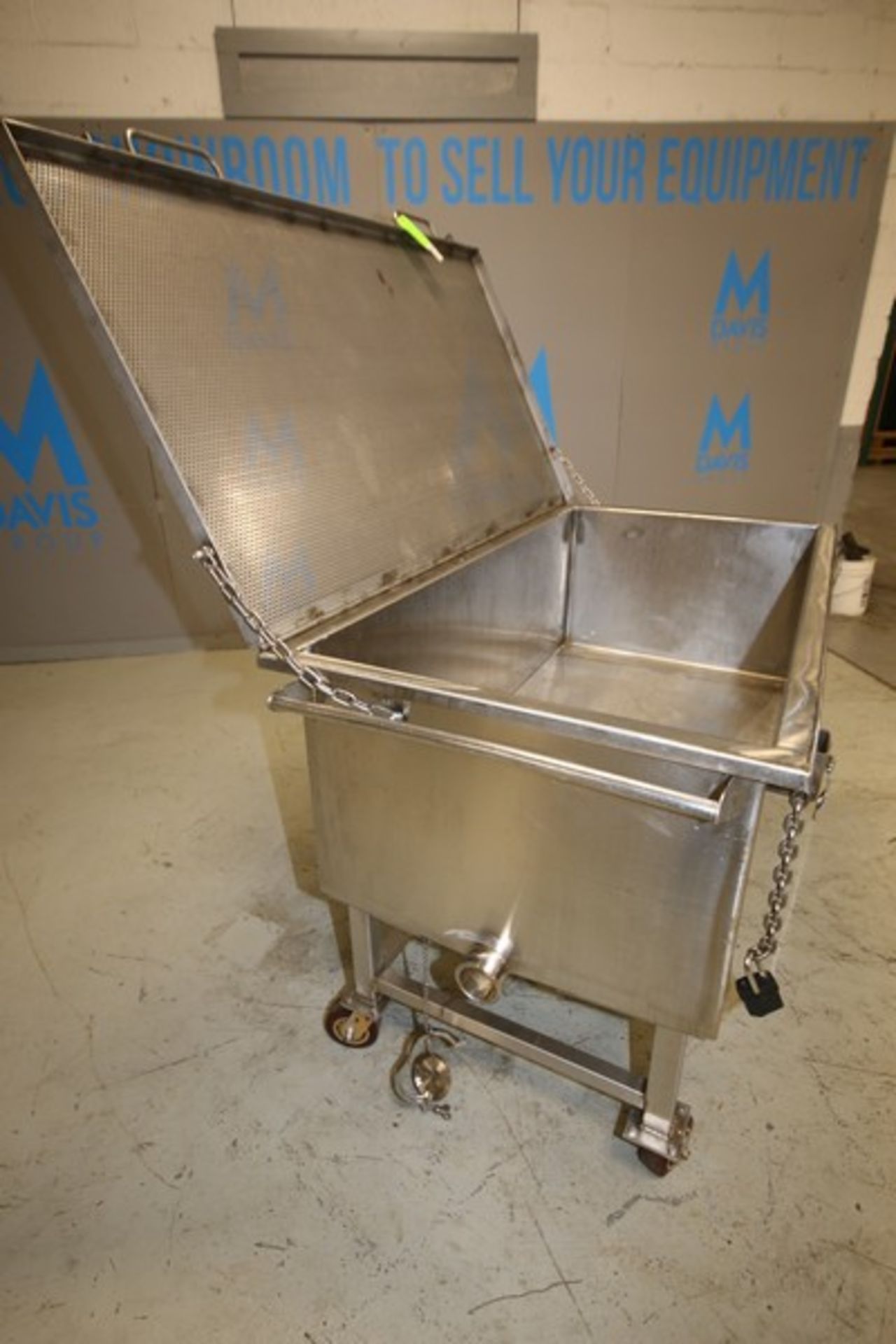 5' L x 30" W x 20" D S/S Portable Tank with Hinged Lid, 3" CT Drain (INV#92814) (Located @ the MDG - Image 3 of 5