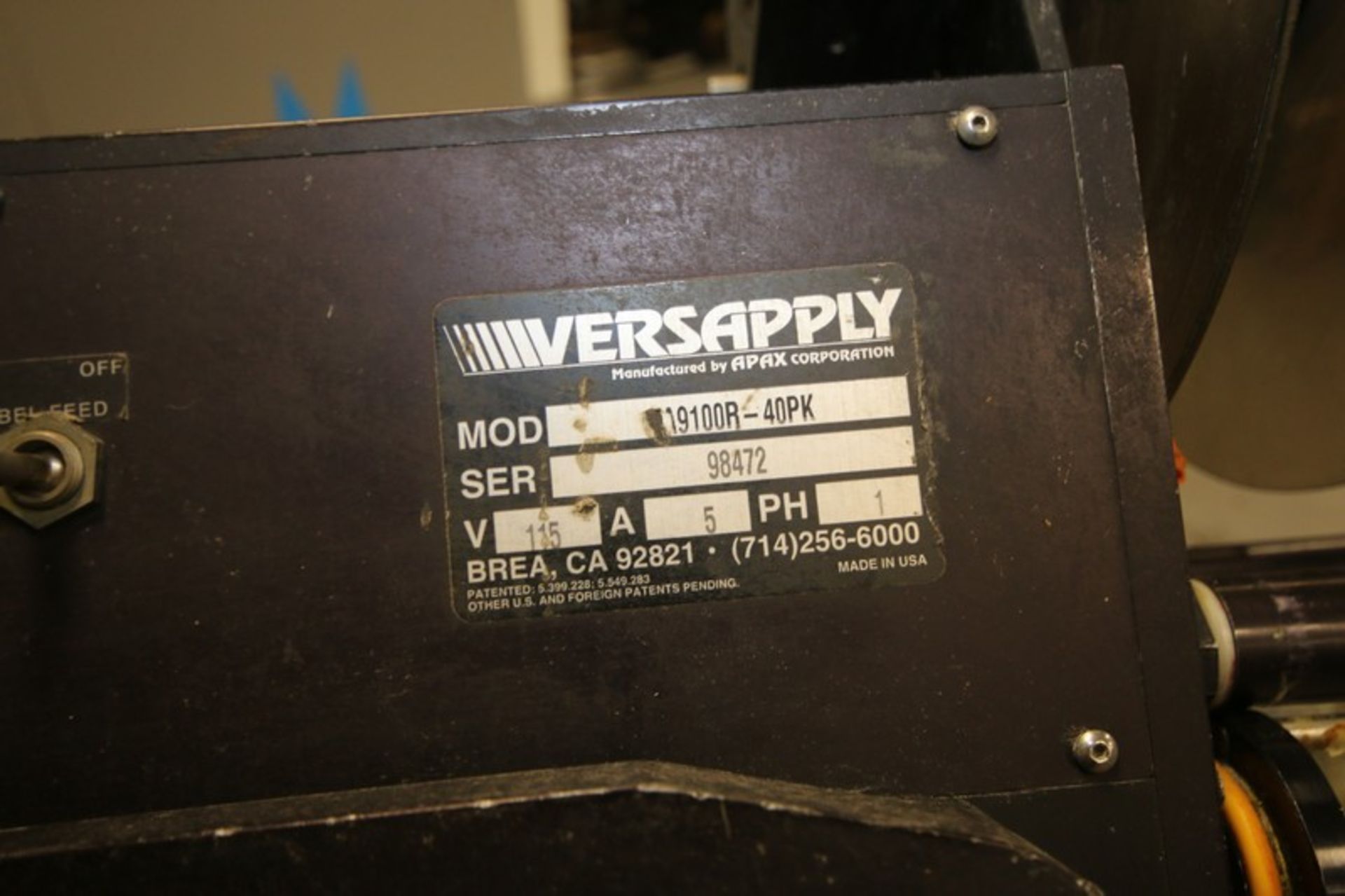 Versapply In-Line Labeler, with (2) Heads Models9100L & R-40PK, SN 98472 & 98692-01, with 7 L x 6" W - Image 7 of 8