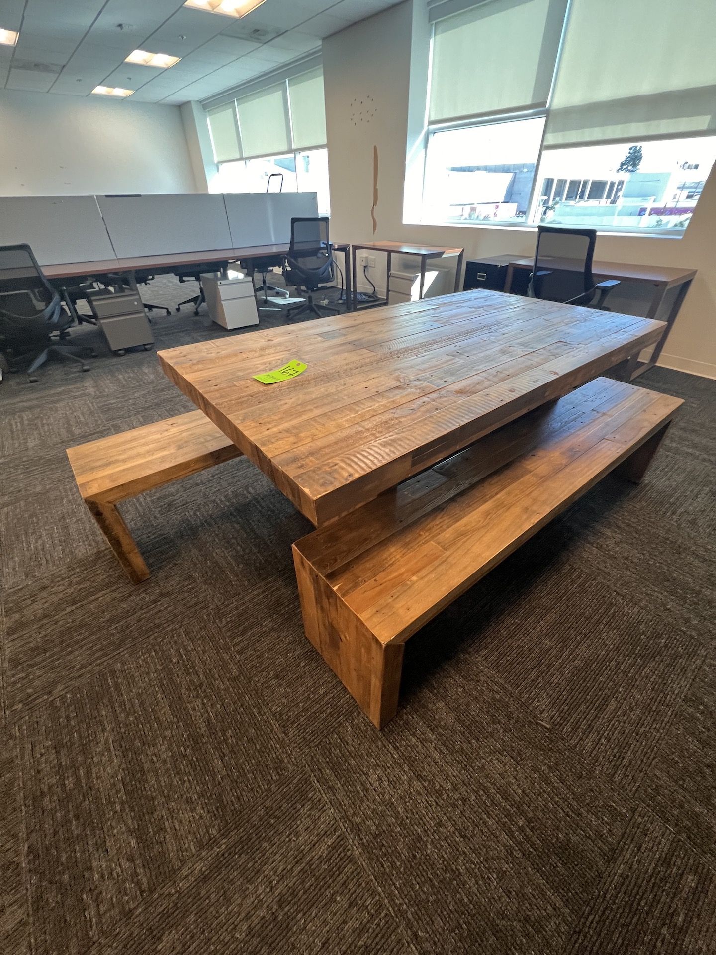 WOOD TABLE WITH WOOD STOOLS (RIGGING & SIMPLE LOADING FEE $100.00) (NOTE: DOES NOT INCLUDE SKIDDING - Image 2 of 3