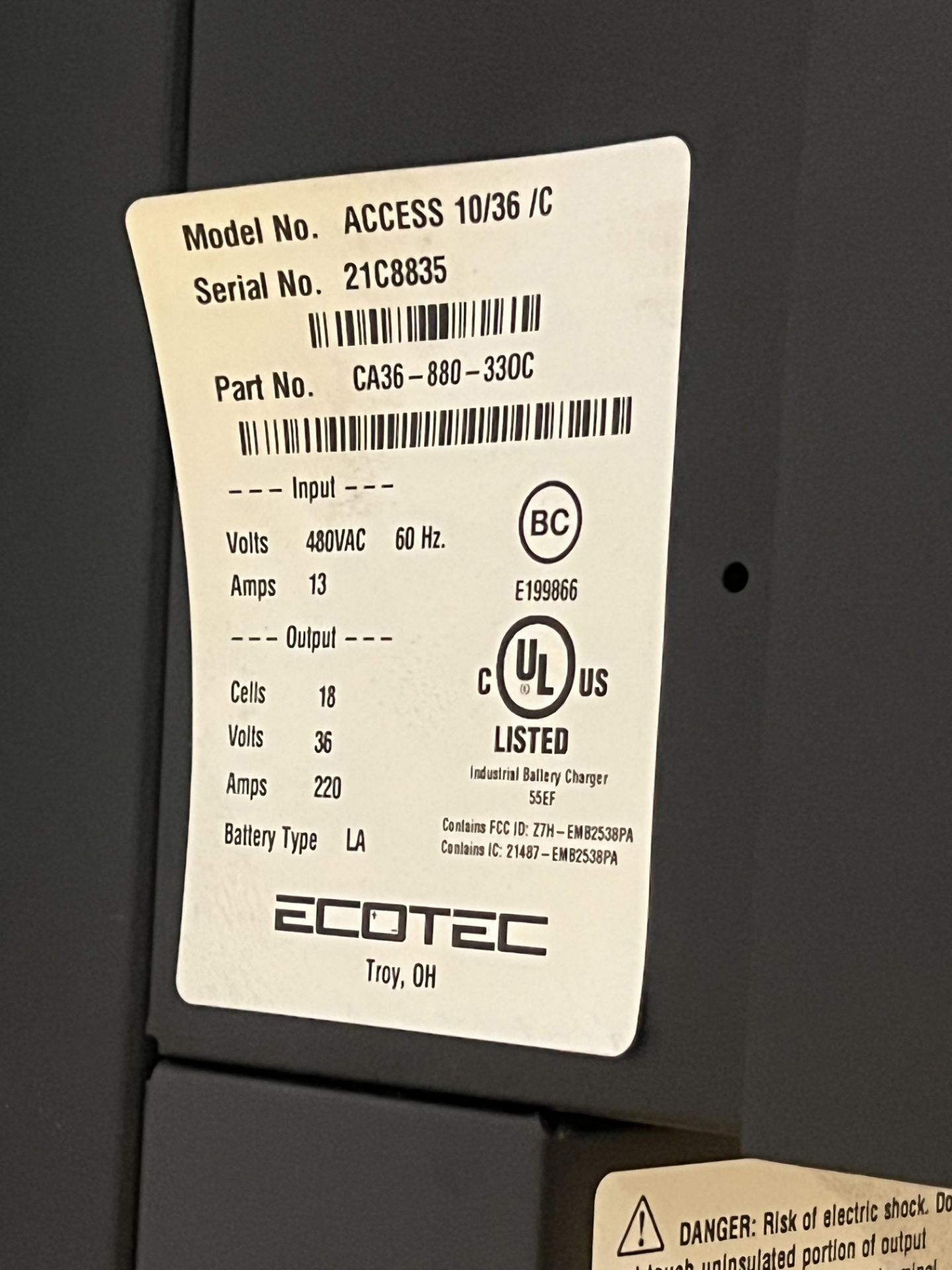 ECOTEC POWERHOUSE BATTERY CHARGER (RIGGING & SIMPLE LOADING FEE $50.00) (NOTE: DOES NOT INCLUDE - Image 3 of 3