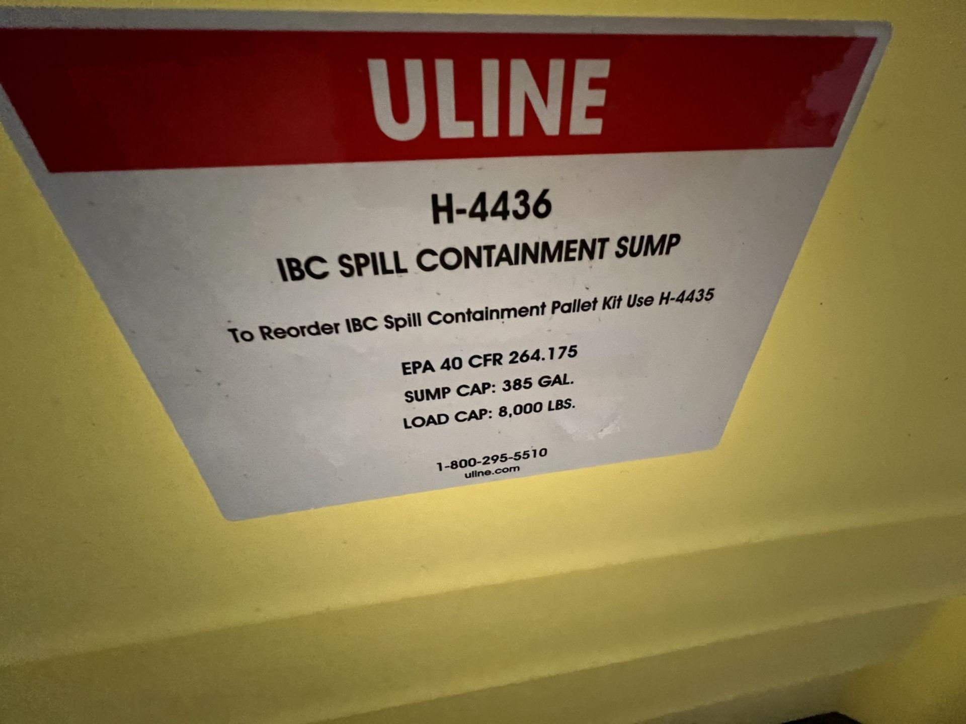 ULINE IBC SPILL CONTAINMENT SUMP, H-4436 (RIGGING & SIMPLE LOADING FEE $25.00) (NOTE: DOES NOT - Image 3 of 4