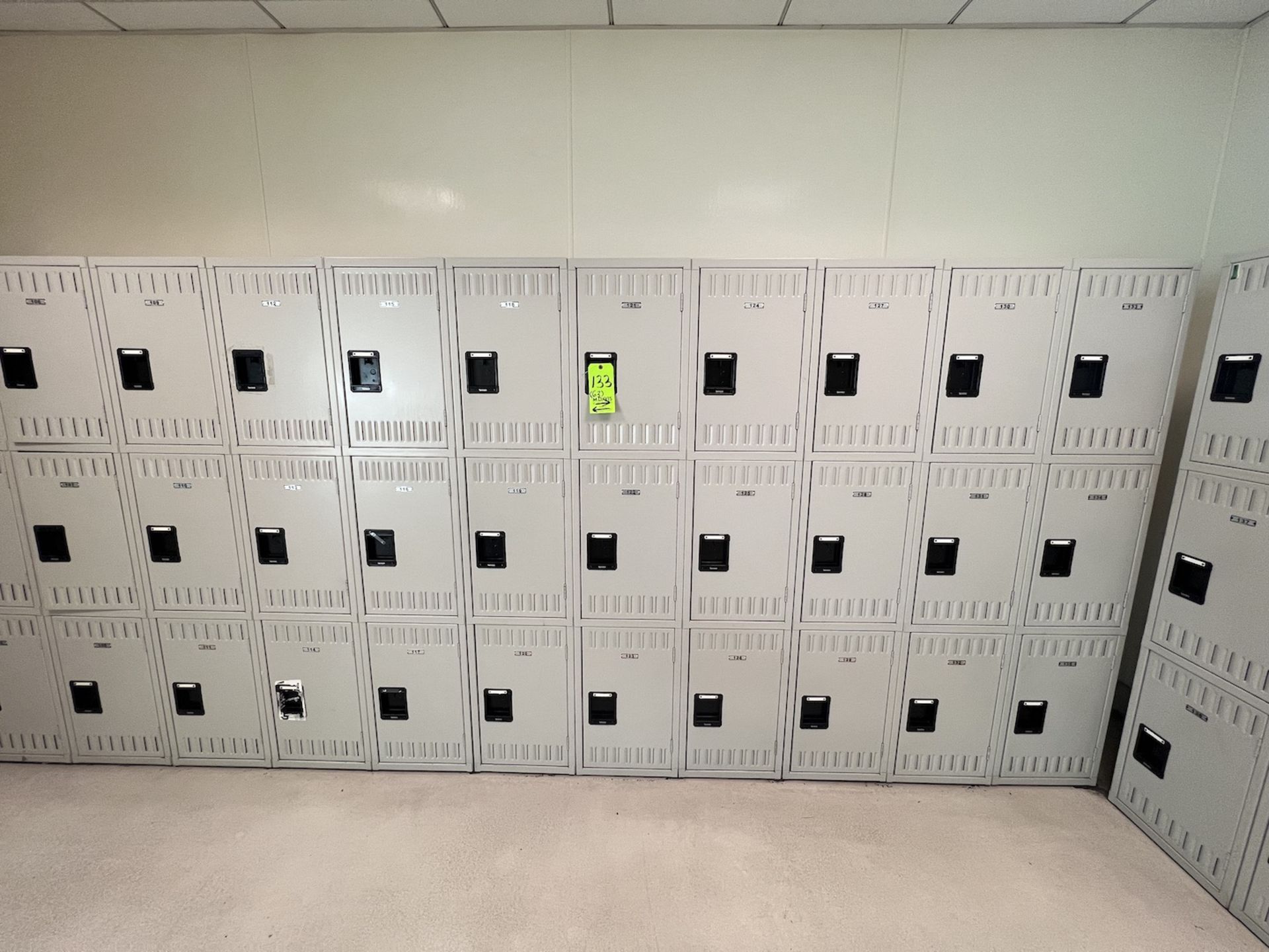 (3) SECTIONS OF LOCKERS WITH APPROX. (63) INDIVIDUAL LOCKERS (RIGGING & SIMPLE LOADING FEE $300.00)