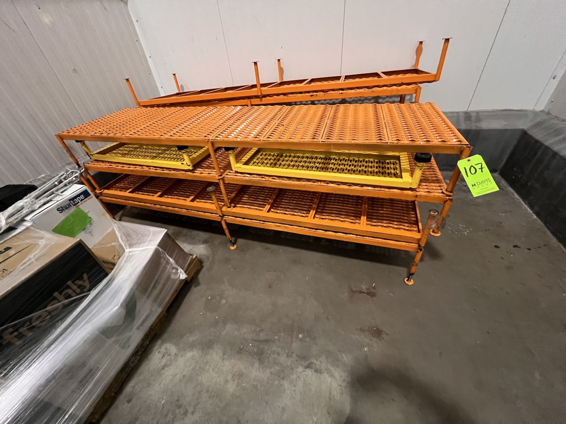 ASSORTED METAL PLATFORMS, APPROX. 94 IN L X 24 IN W (RIGGING & SIMPLE LOADING FEE $25.00) (NOTE: