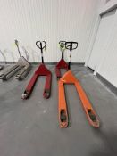 (3) ULINE PNEUMATIC PALLET JACKS (RIGGING & SIMPLE LOADING FEE $25.00) (NOTE: DOES NOT INCLUDE