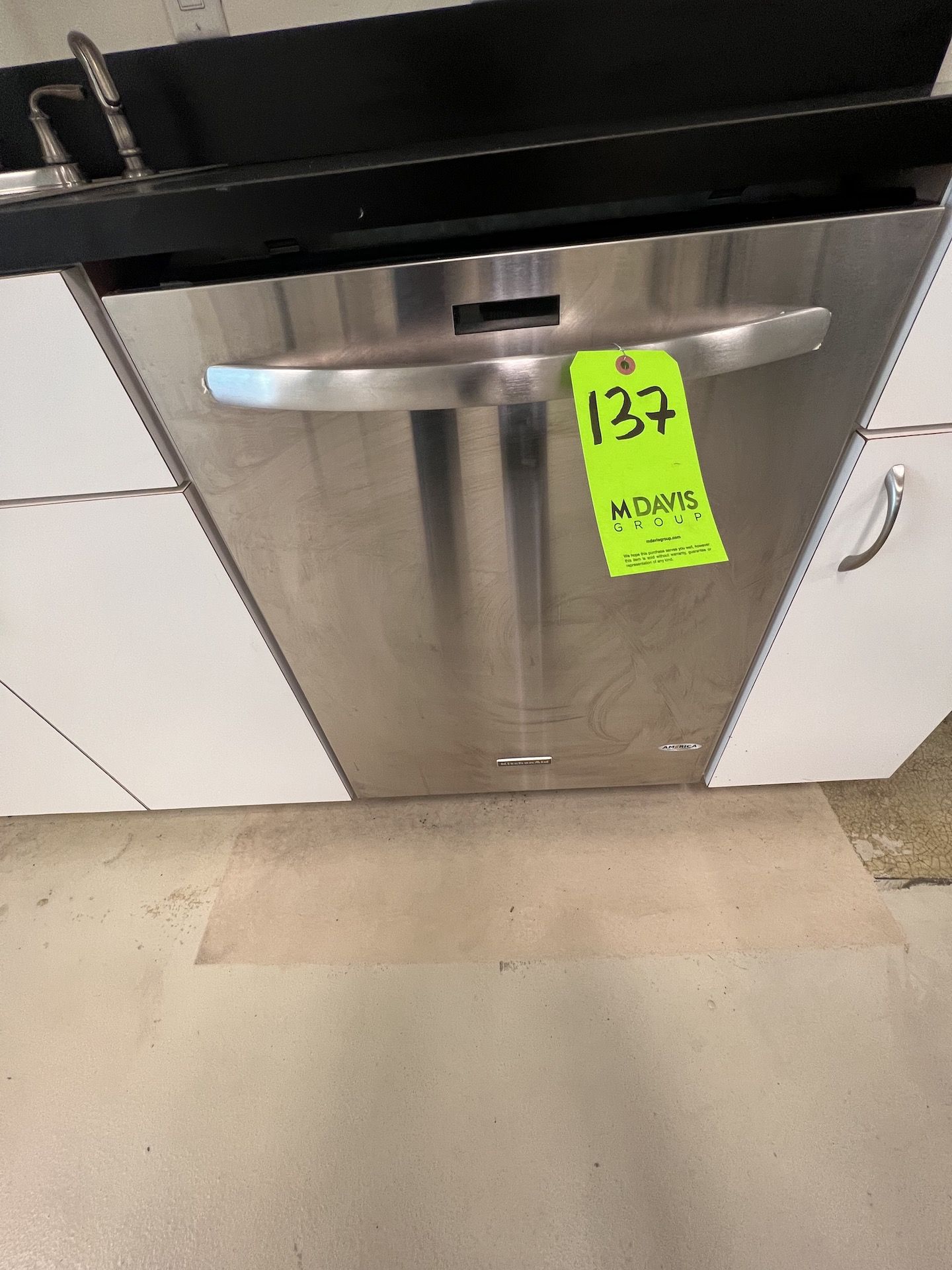 KITCHENAID S/S DISHWASHER (RIGGING & SIMPLE LOADING FEE $50.00) (NOTE: DOES NOT INCLUDE SKIDDING