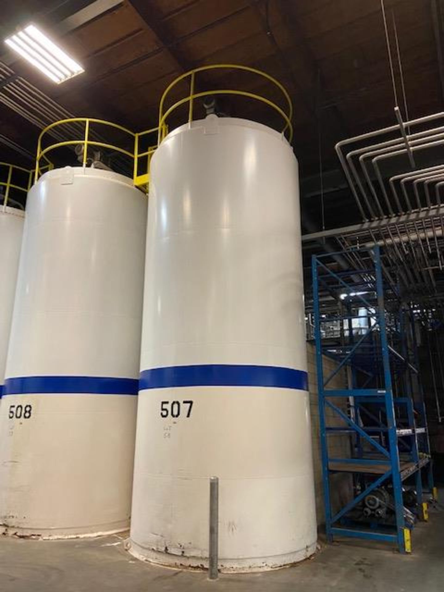 DCI 9,000 Gal. S/S Jacketed Silo, S/N JC00079, with (2) Air Valves & S/S Alcove, with S/S Vertical