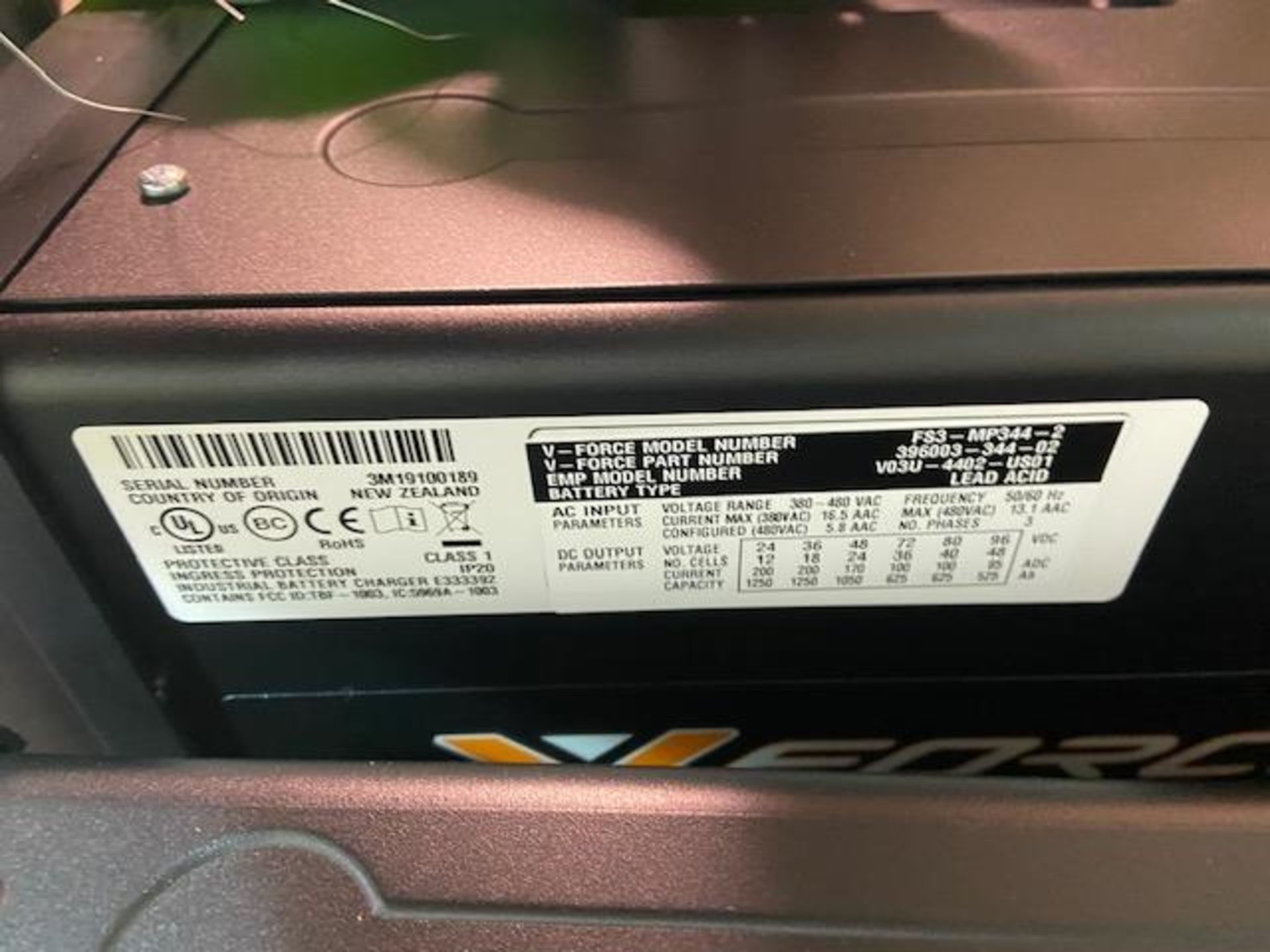 NEW VForce Forklift Battery Charger, M/N FS3-MP344-3, with Attachment (LOCATED IN LOS ANGELES, CA) - Image 2 of 3