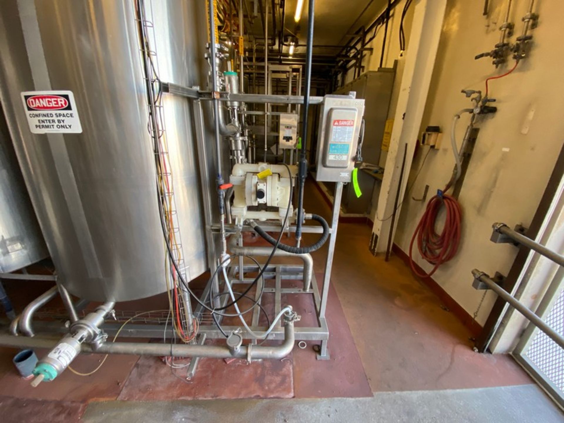 3-Tank CIP Skid, with (3) Aprox. 400 Gal. S/S Single Wall Tanks, with Associated Valving & Piping, - Image 3 of 6