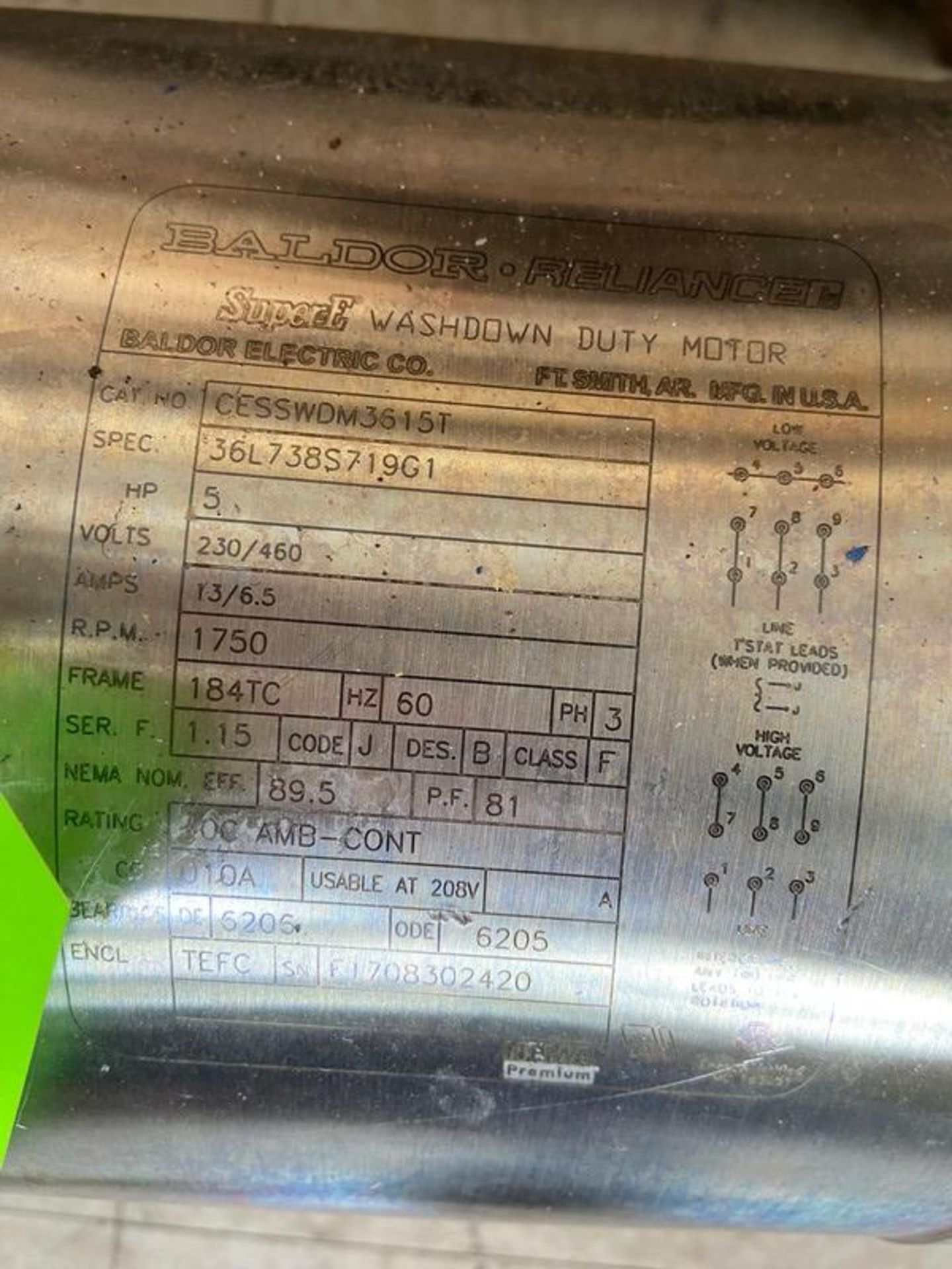 Crepaco 5 hp Centrifugal Pump,-S/N 6V-84, with Baldor 1750 RPM Motor, 230/460 Volts, 3 Phase, with - Image 4 of 5