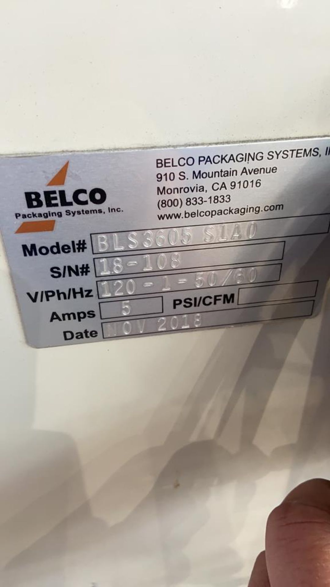 2018 Belco Packaging Systems Inc. 36" Dia.-Accumulation Table, M/N BLS3605 S1A0, S/N 18-108, 120 - Image 6 of 8