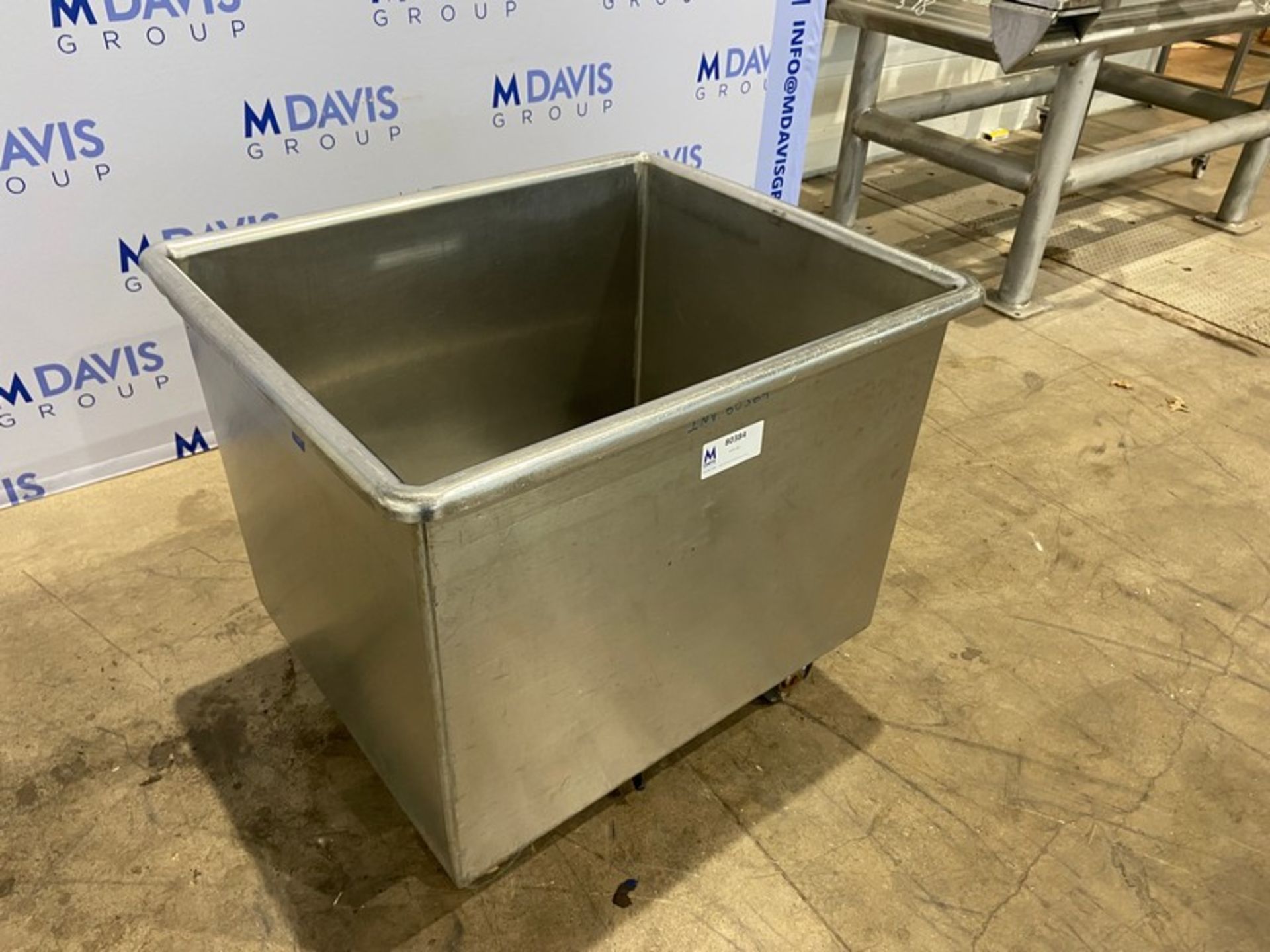 S/S Single Wall Tote,Internal Dims.: Aprox. 33" L x 27" W x 25" Deep, Mounted on Wheels (INV# - Image 2 of 5