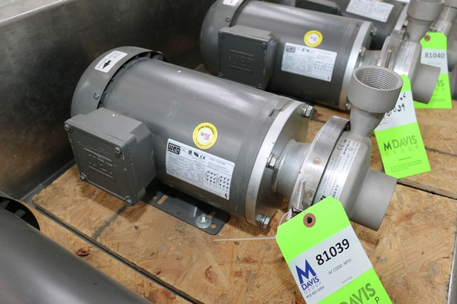 (2) NEW WEG 3 hp Pumps, M/N 00336ES3EF56C, 208-230/460 Volts, 3 Phase, with Aprox. 2-1/4" x 2" - Bild 2 aus 4