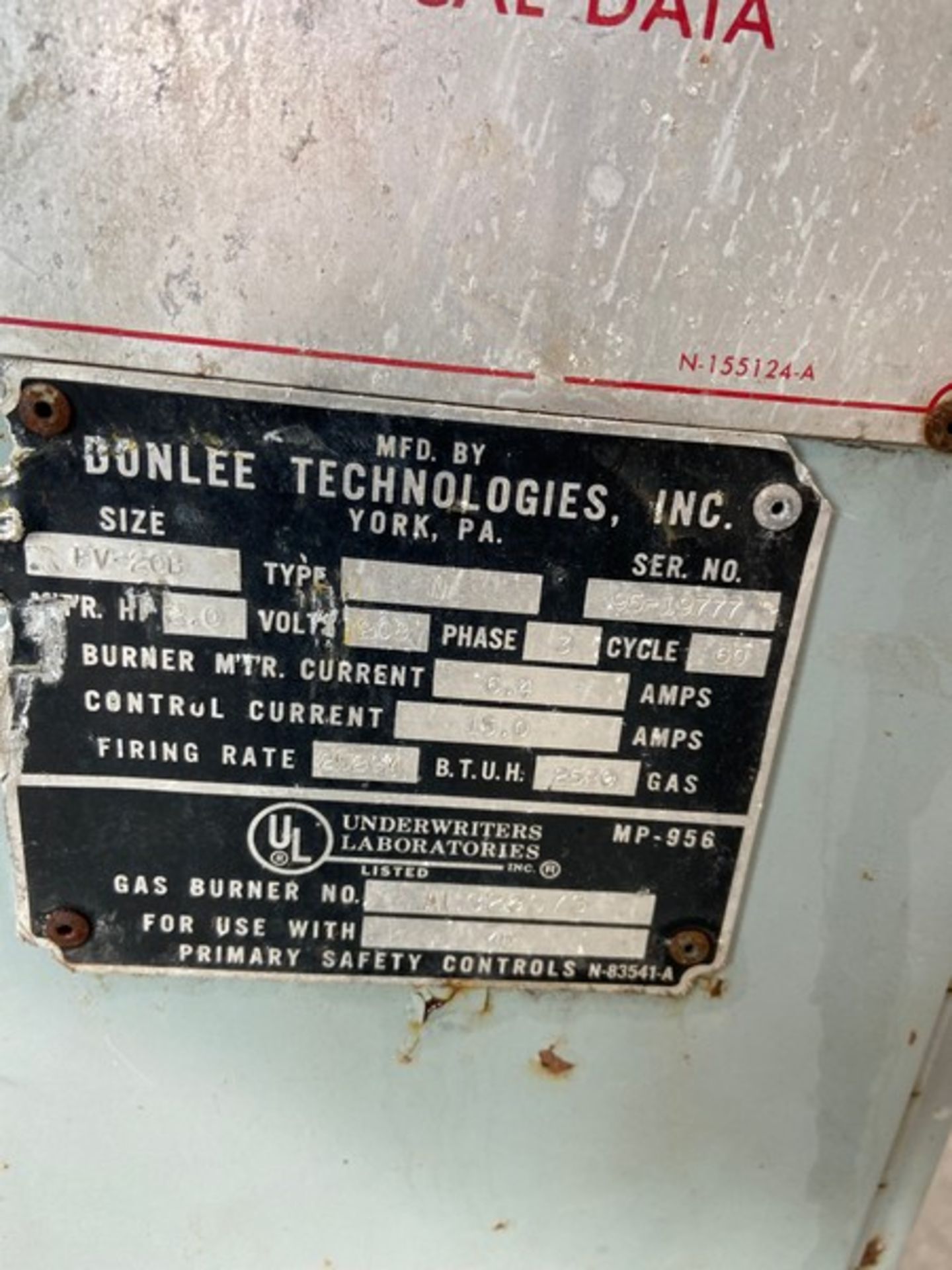 Donlee Technologies Inc. 2,700 lbs./Hr.,-M/N SPHV-60-N 94218, S/N 95-19777 H-11214, 208 Volts, 3 - Image 11 of 11