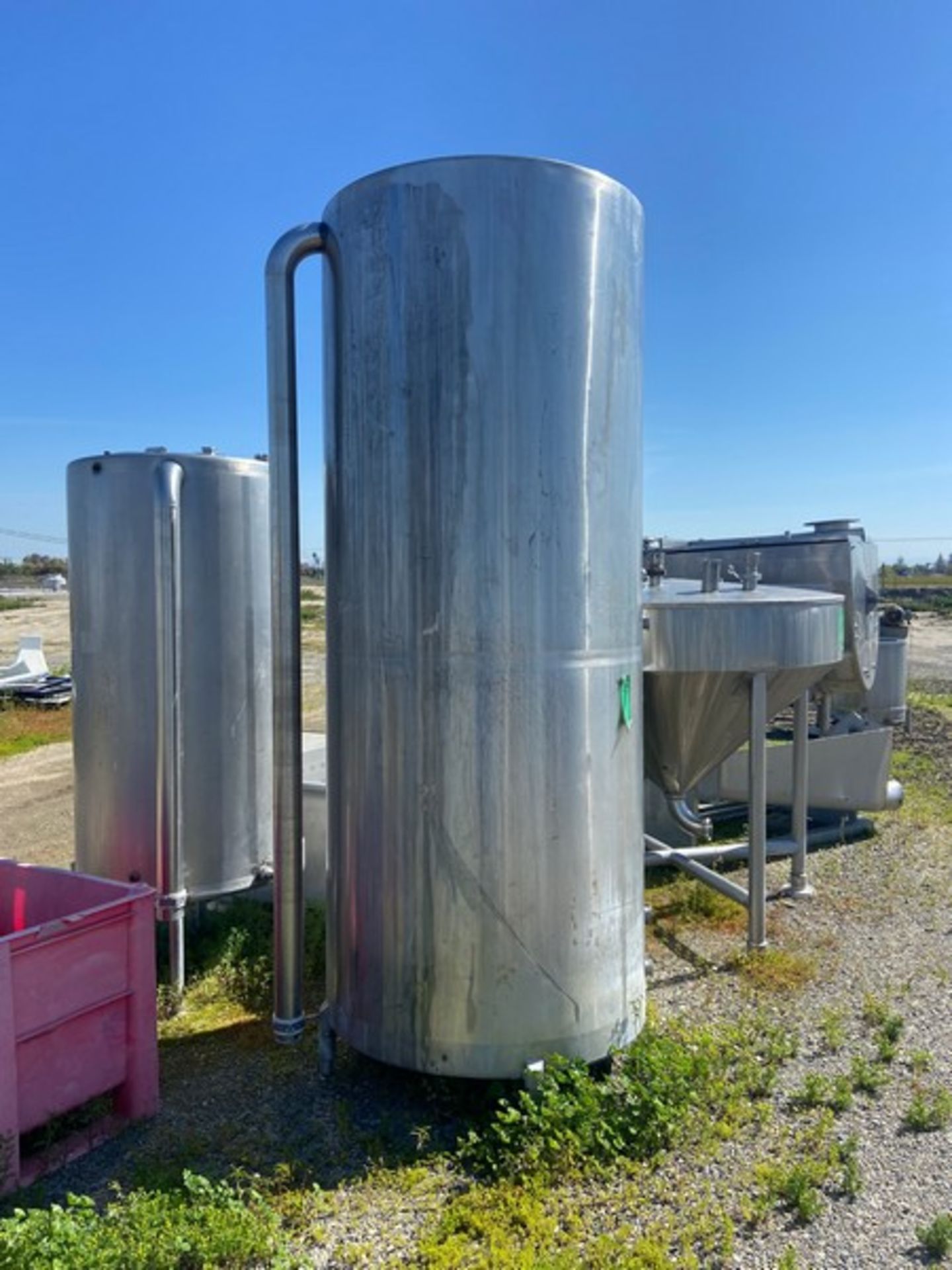 800 Gal. S/S Single Wall Vertical Tank, Dims.: 108" Tall x 48" Dia., with Slope Bottom (FRM184) ( - Image 2 of 4