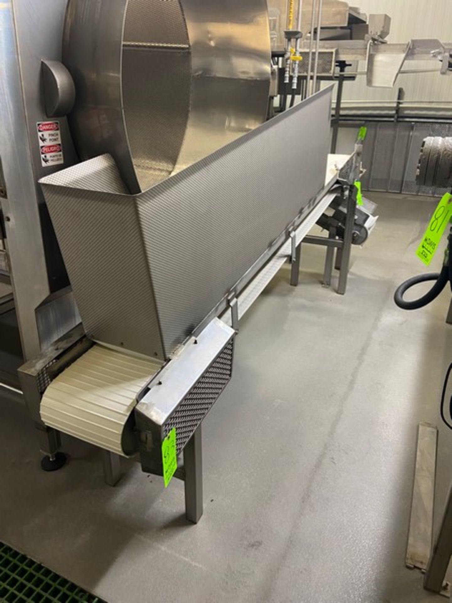 Straight Section of Incline Conveyor, Overall Length: Aprox. 96” L with Aprox. 12” W Belt,