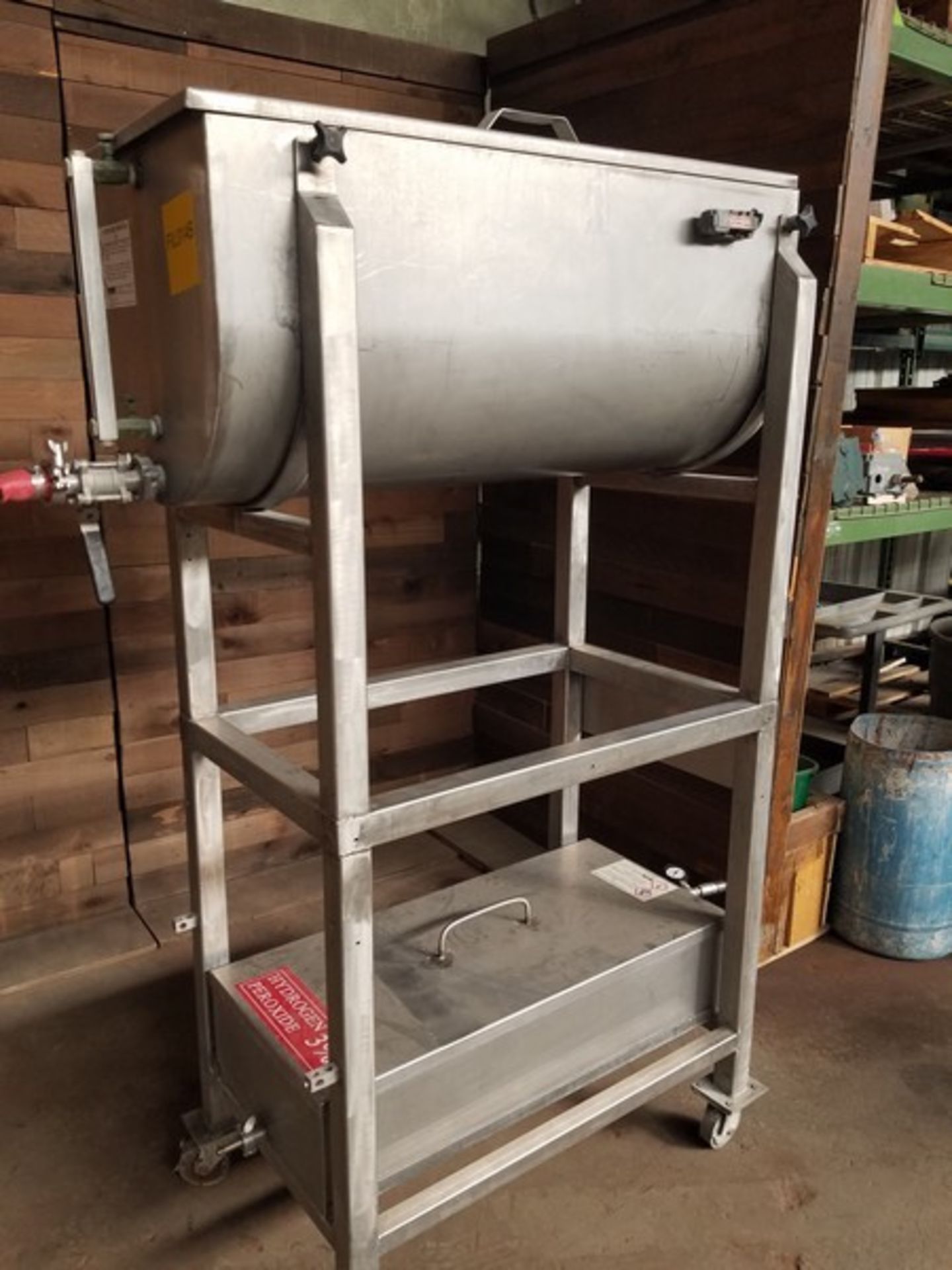 Aprox. 18" W x 40" L x 18" H S/S Holding Tank on Casters and Aprox. 13" W x 36" L x 8" H Lower - Image 2 of 4