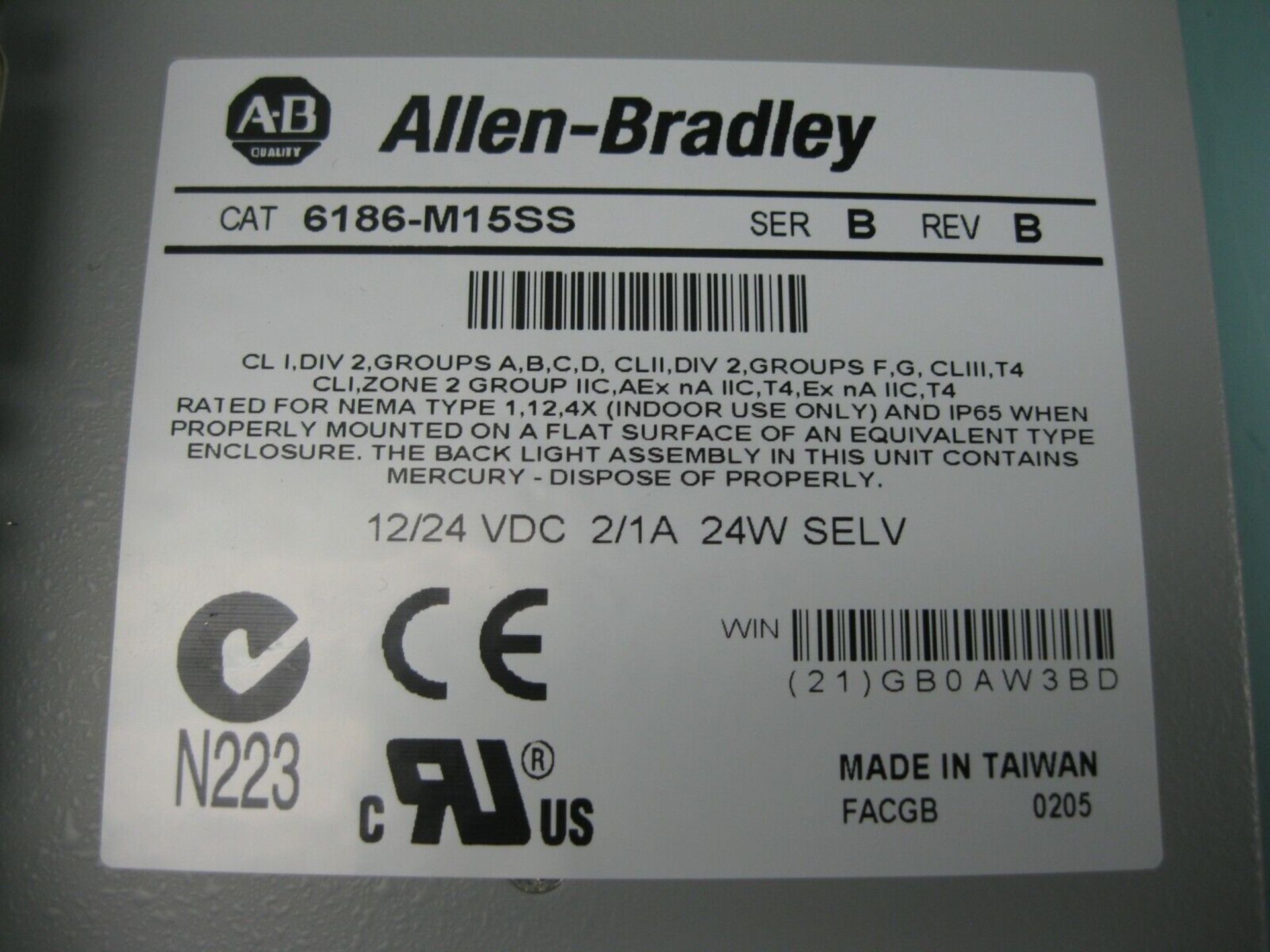 Lot of (2) Allen-Bradley 6186-M15SS Ser B Industrial Performance Monitor (Located Springfield, - Image 4 of 4