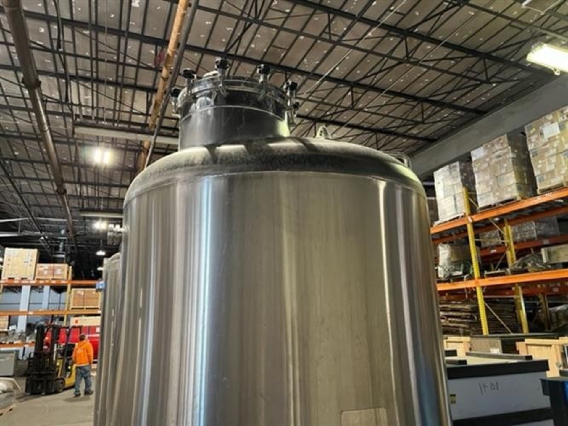 Fronhofer 40BBL (1240 gallon) S/S Brite Tank, S/N 040B-002 - 128" tall x 72-1/4" diameter, CIP - Image 6 of 8