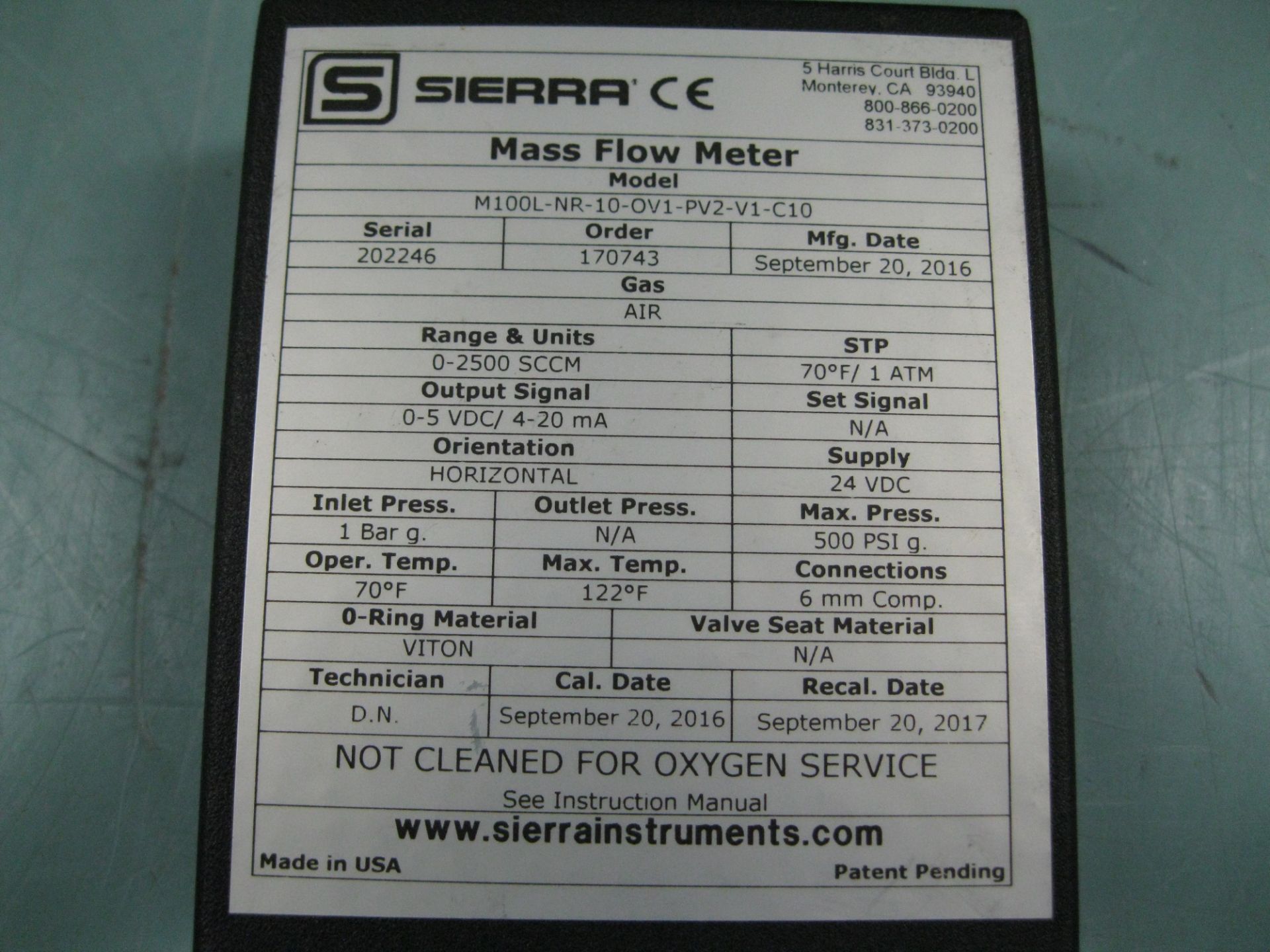 Lot of (4) Sierra Mass Flow Controller/Flow Meter (Located Springfield, NH) (Loading Fee $25) - Image 6 of 6