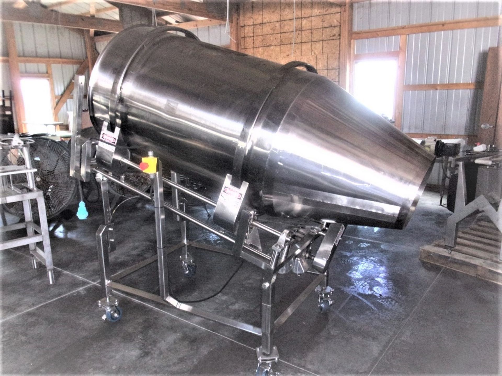 Loos Machine 32" Diameter x 60" Long S/S Sanitary Coating Tumble Drum, Adjustable Degrees of Angle - Image 2 of 11