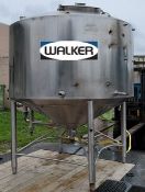 Walker Aprox. 500 Gal. S/S Processing Mixing Tank with Cone Bottom Scrape Surface, 100 psi Steam