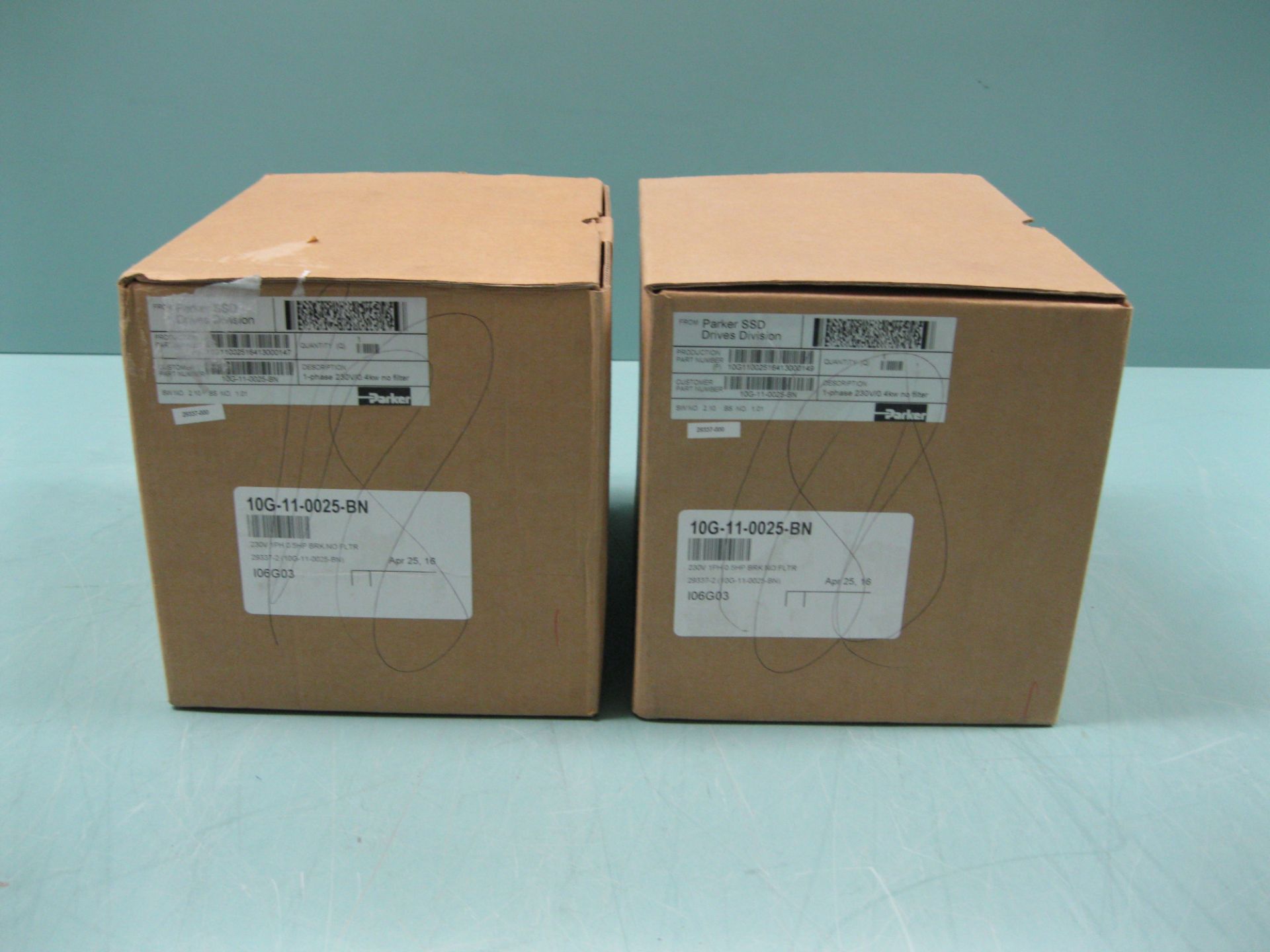 Lot of (2) Parker Hannifin 10G-11-0025-BN Series AC10 0.4 KW VFD Drive NEW (Located Springfield, NH)